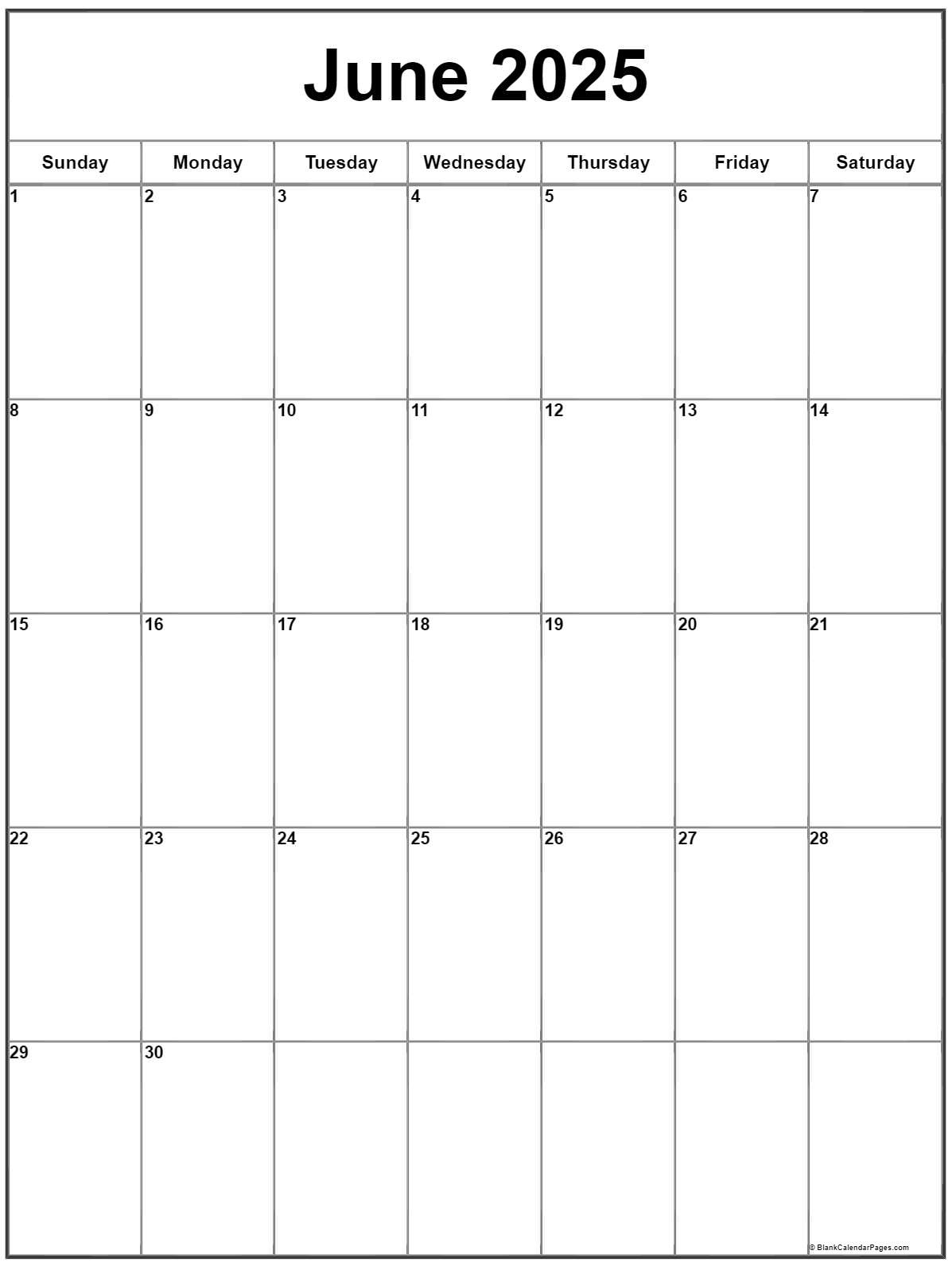 June 2025 Vertical Calendar | Portrait with June 2025 Calendar Portrait