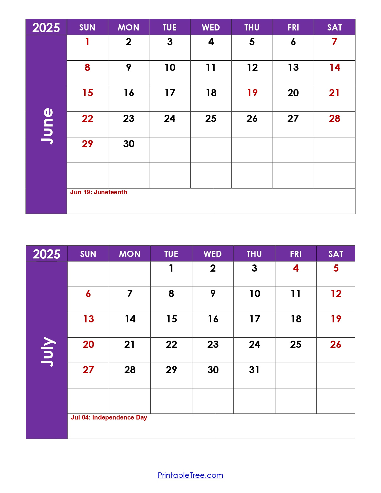June And July 2025 Calendar Printable Pdf | Two Months Calendar intended for June &amp;amp;amp; July 2025 Calendar
