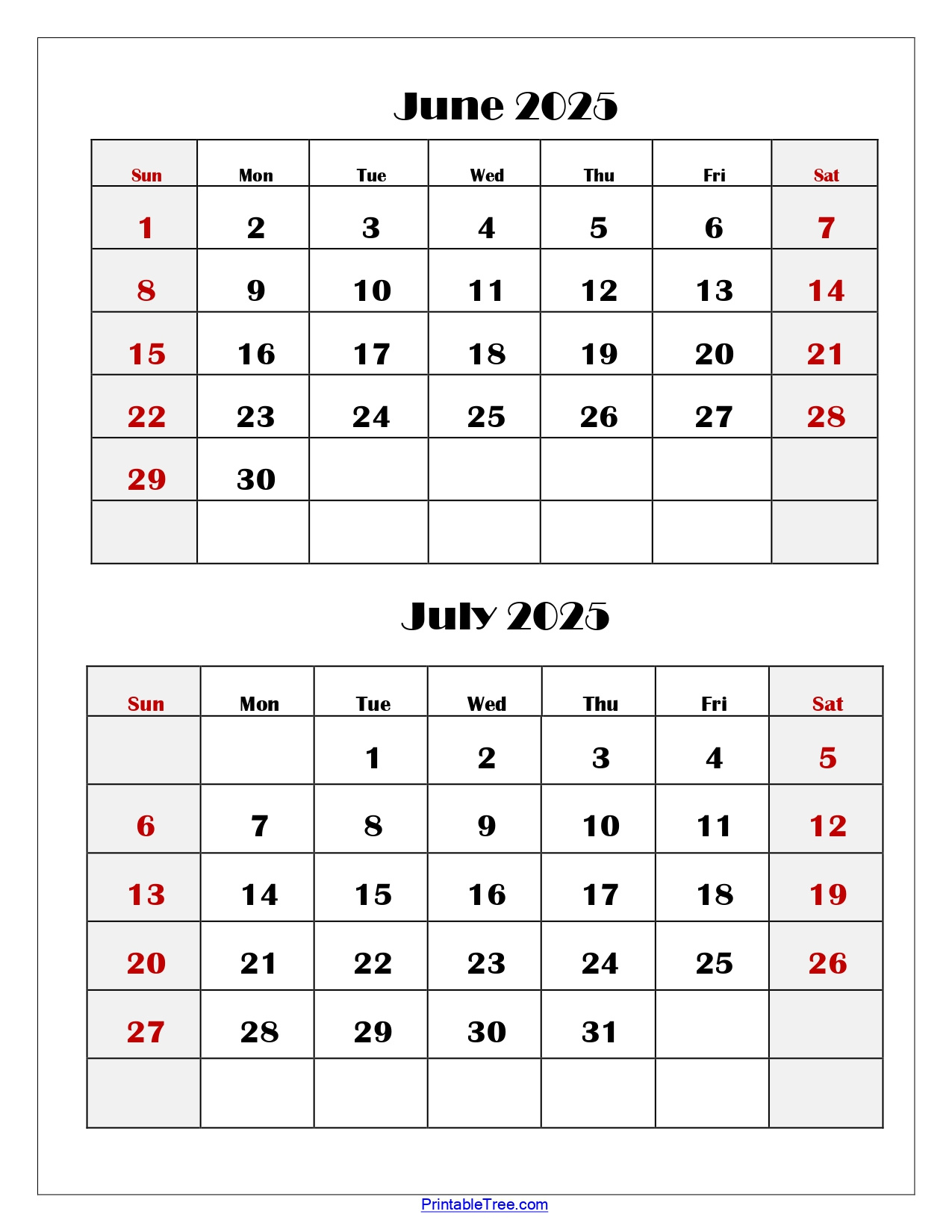 June And July 2025 Calendar Printable Pdf | Two Months Calendar regarding June And July 2025 Calender