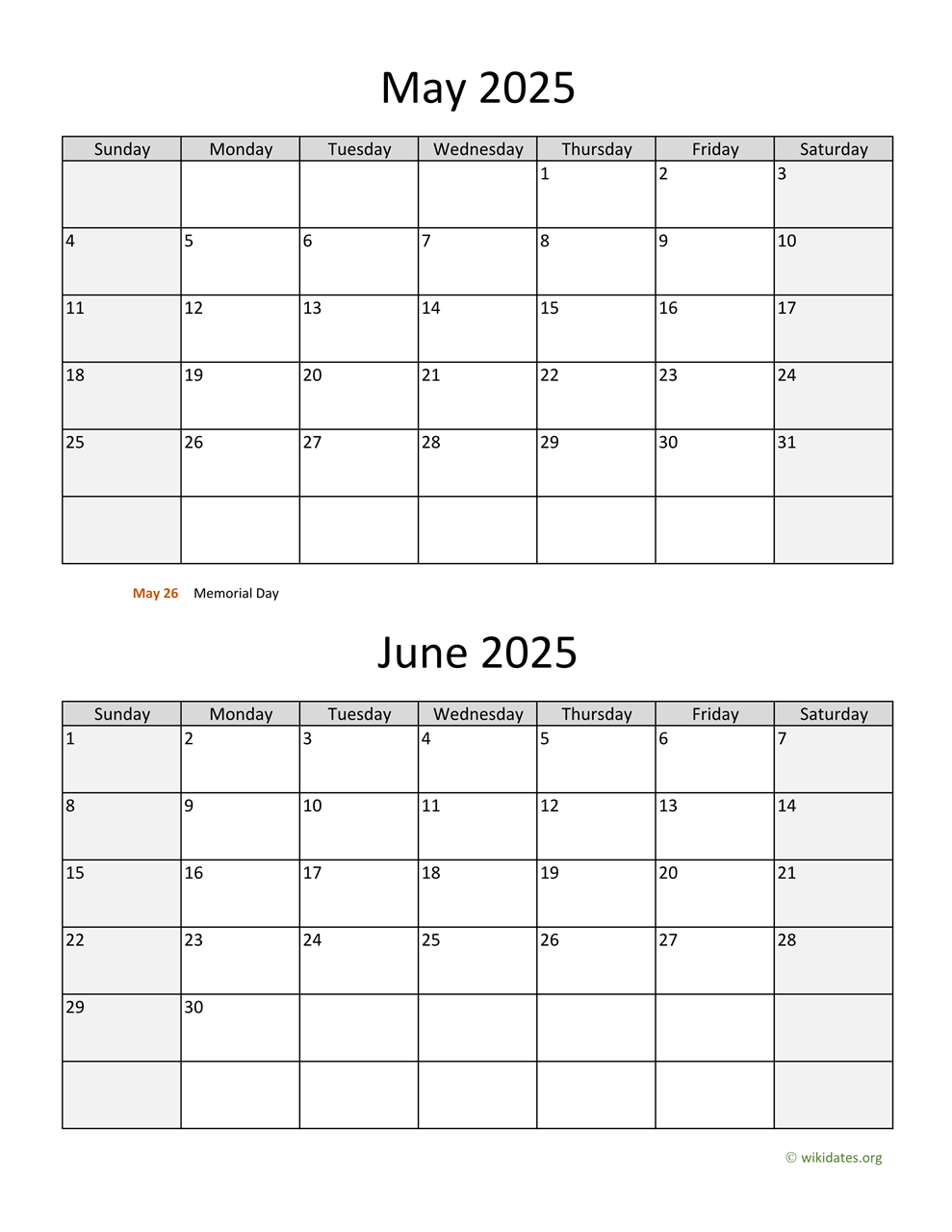 May And June 2025 Calendar | Wikidates within May 2025 June 2025 Calendar