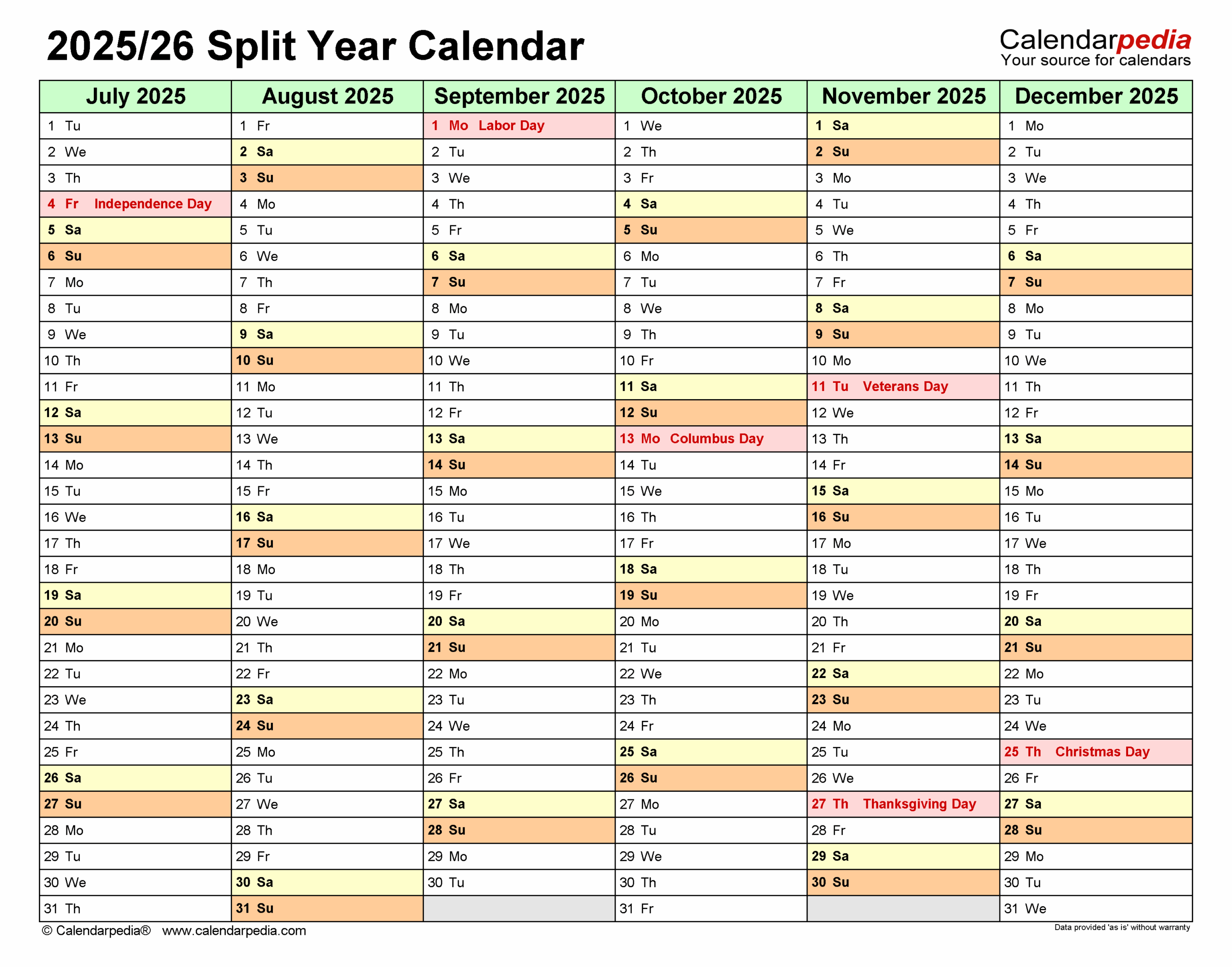 Split Year Calendars 2025/2026 (July To June) - Pdf Templates with June 2025 To June 2026 Calendar