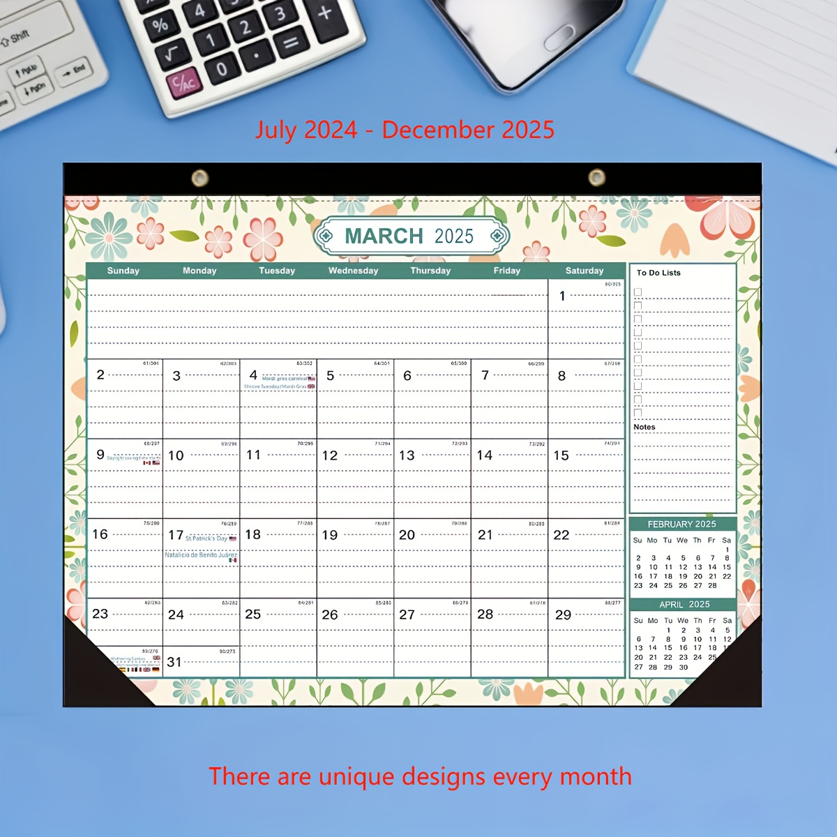 2025 Desk Calendar With Pvc Protective Cover - Waterproof &amp;amp; Scratch-Resistant, Unique Monthly Designs For July 2024 To * 2025, Office And Home with regard to July Calendar 2025 Waterproof
