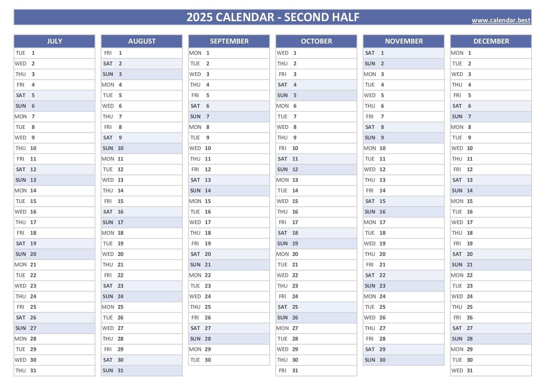 2025 Half Year Calendar To Print intended for General Blue July 2025 Calendar