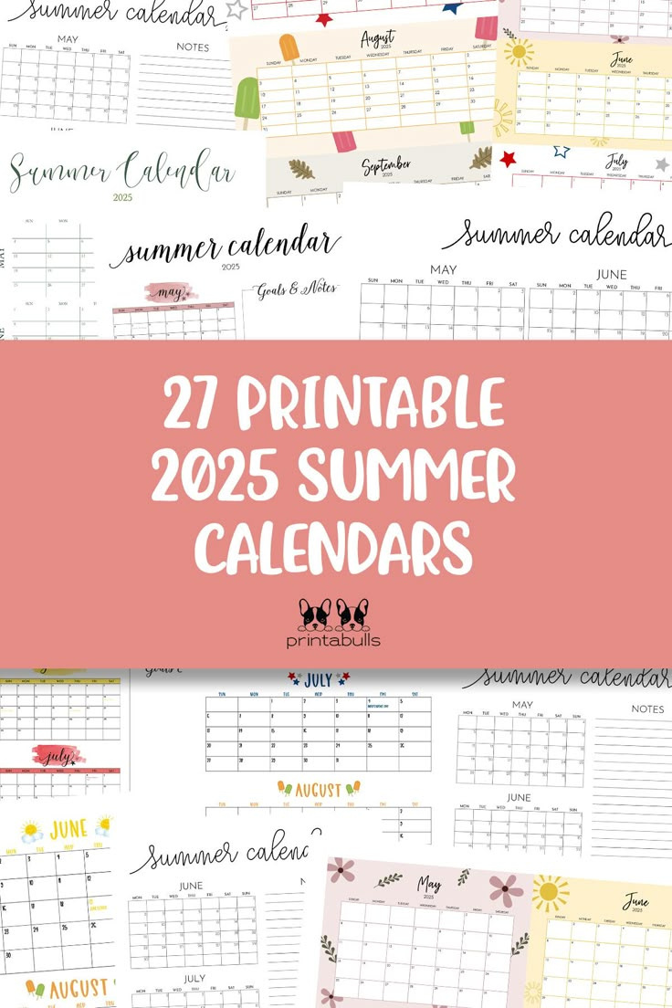 2025 Summer Calendars - 27 Free Printables | Printabulls with regard to July Calendar 2025 Waterproof