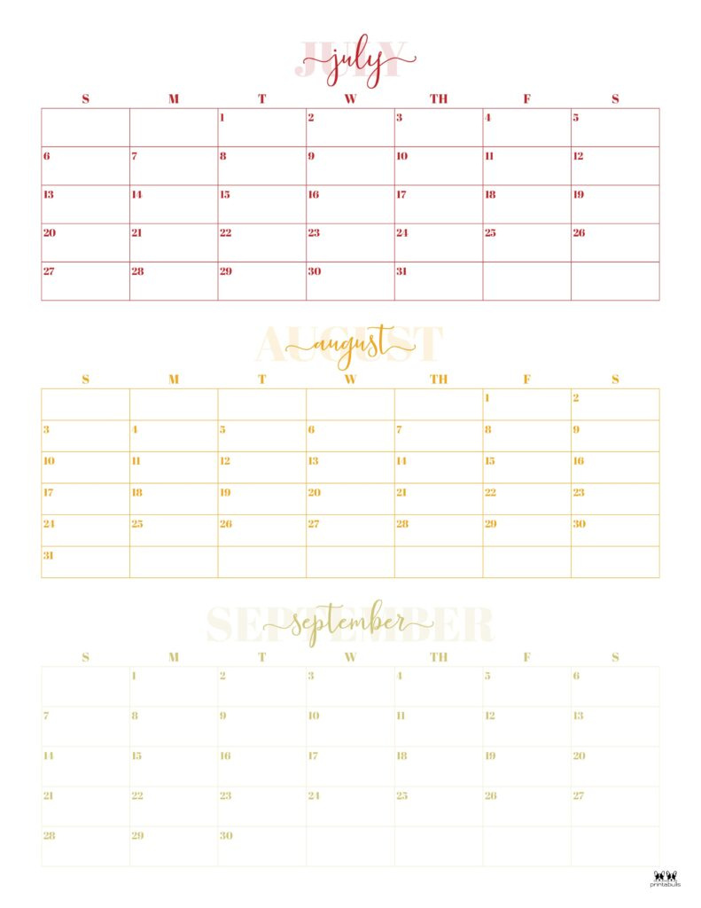 2025 Three Month/Quarterly Calendars - 36 Free Cals | Printabulls with Printable 3 Month Calendar 2025 May June July