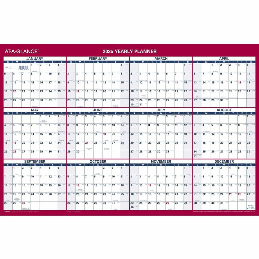At A Glance Vertical Horizontal Reversible Wall Outlet in Printable Quadax Julian Calendar 2025