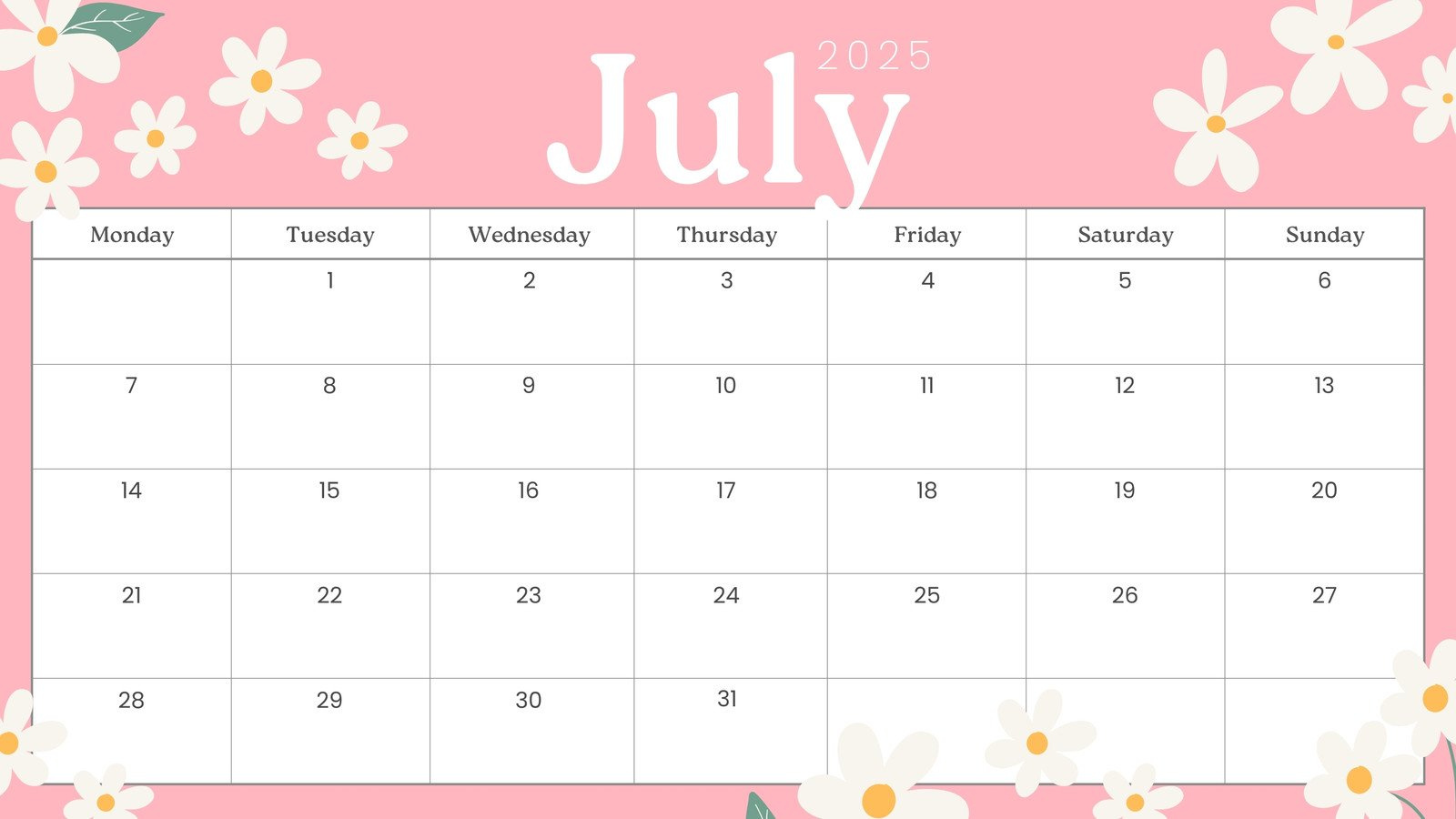 Free Printable, Custom July 2025 Calendar Templates | Canva intended for July Calendar 2025 Editable