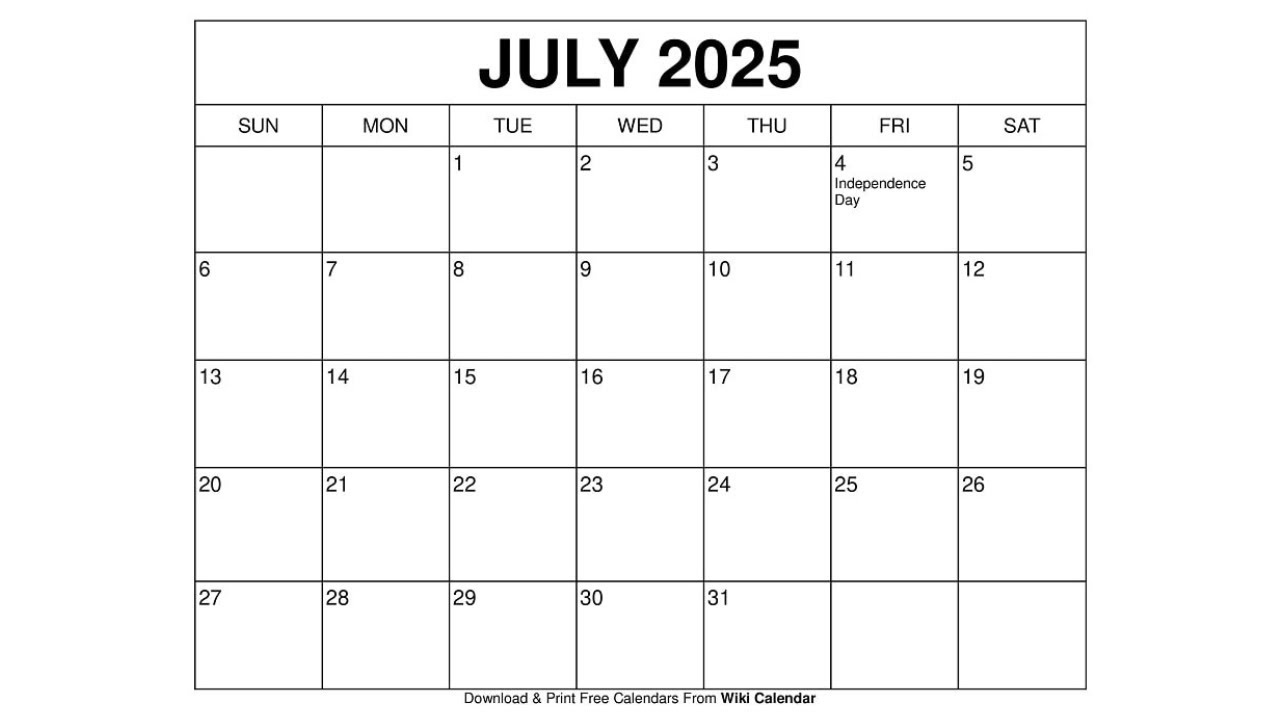 Free Printable July 2025 Calendar Templates With Holidays - Wiki Calendar regarding July 2025 Wiki Calendar Printable Free