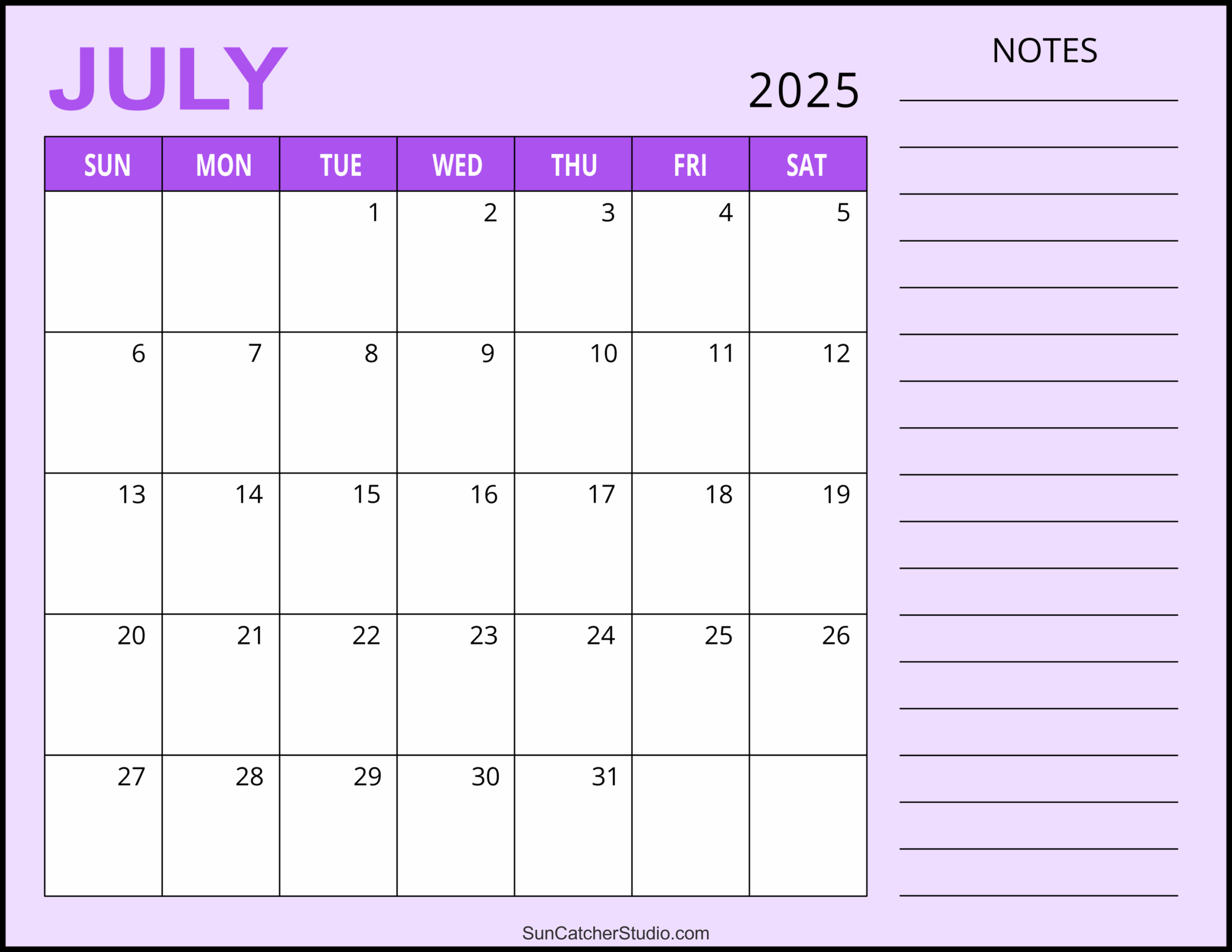 July 2025 Calendar (Free Printable) – Free Printables, Monograms in July Calendar 2025 With Lines