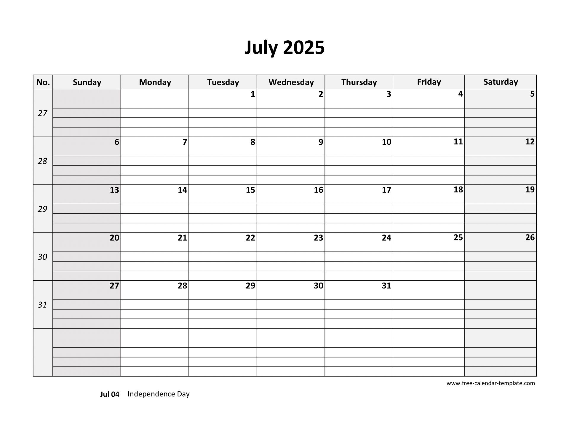 July 2025 Calendar Free Printable With Grid Lines Designed pertaining to July Calendar 2025 With Lines