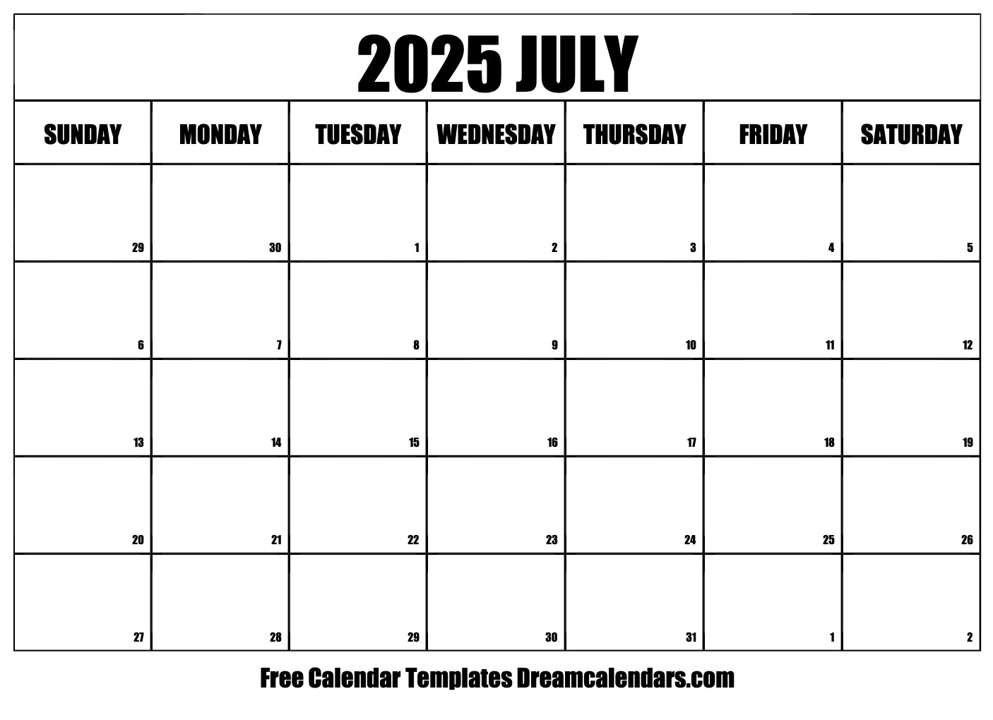 July 2025 Calendar - Free Printable With Holidays And Observances with July Calendar 2025 Editable