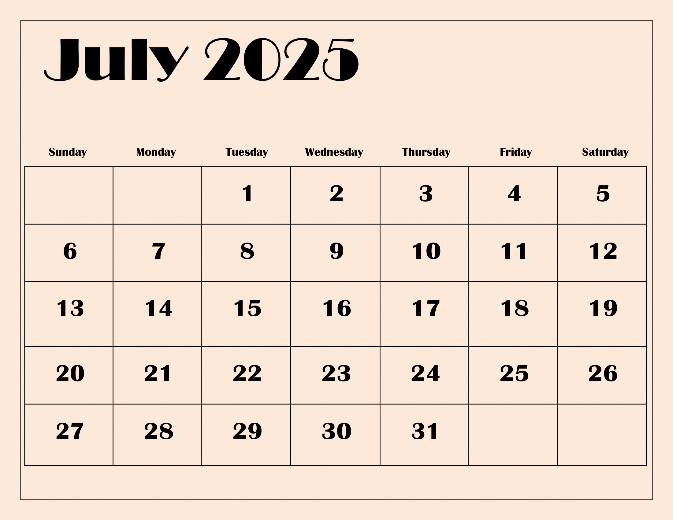 July 2025 Calendar Printable Pdf Template With Holidays in July 1 2025 Calendar