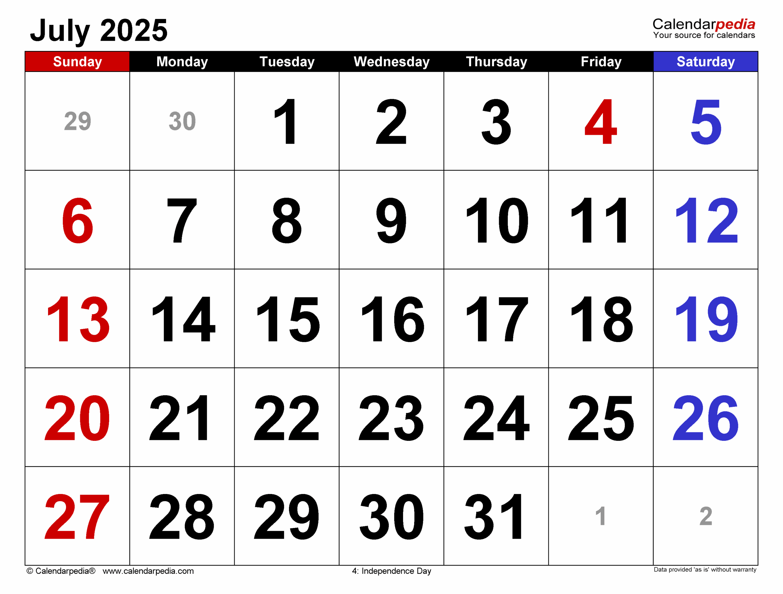 July 2025 Calendar | Templates For Pdf, Excel And Word with July 1 2025 Calendar