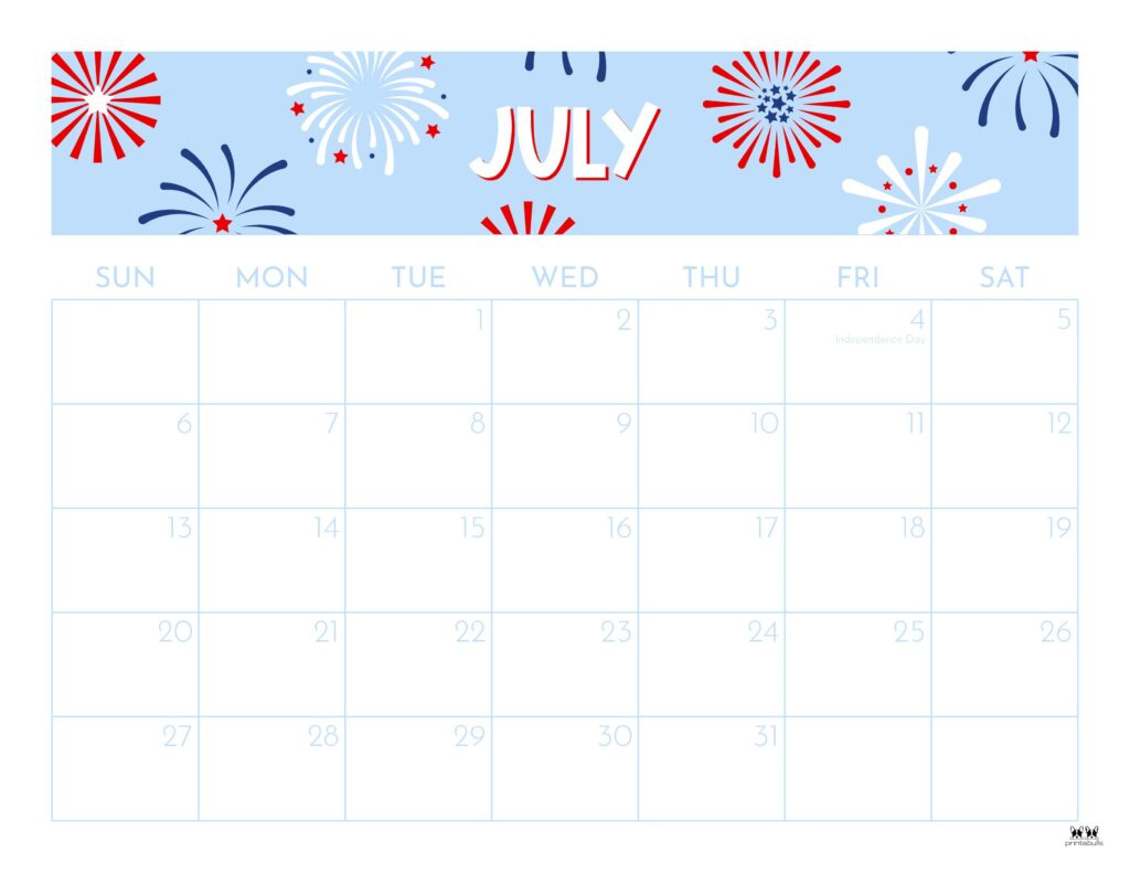 July 2025 Calendars - 107 Free Printables | Printabulls with regard to Cute July 2025 Calendar Printable