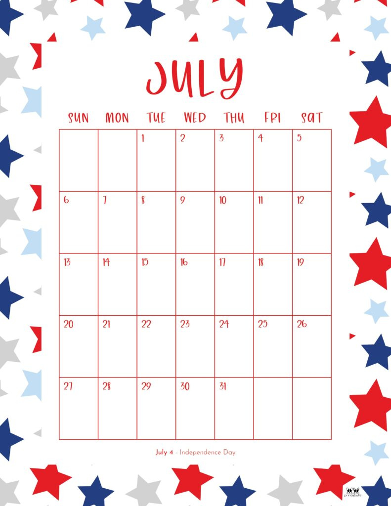 July 2025 Calendars - 107 Free Printables | Printabulls within July 2025 Printable Calendar Portrait