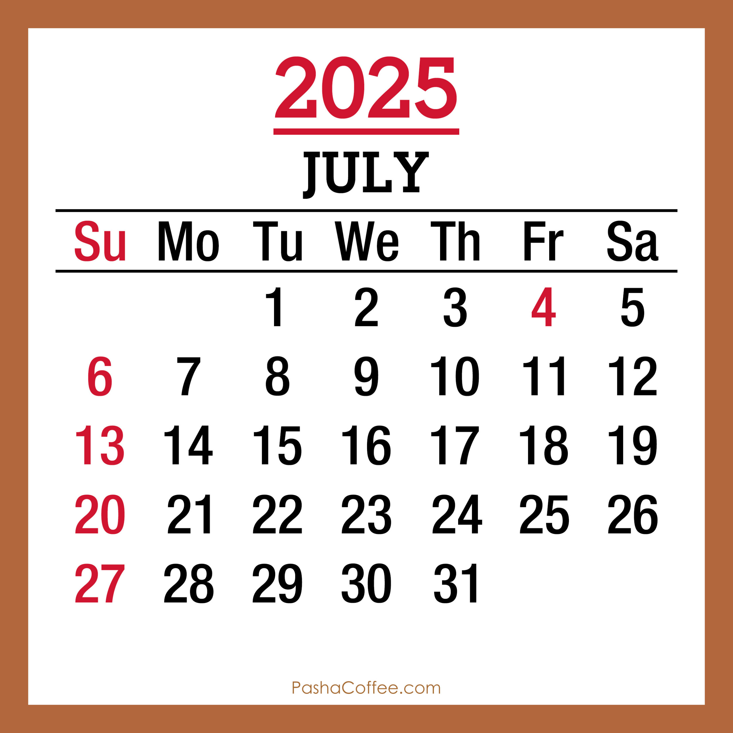 July 2025 Monthly Calendar With Holidays, Printable Free, Beige throughout July Calendar 2025 Holidays