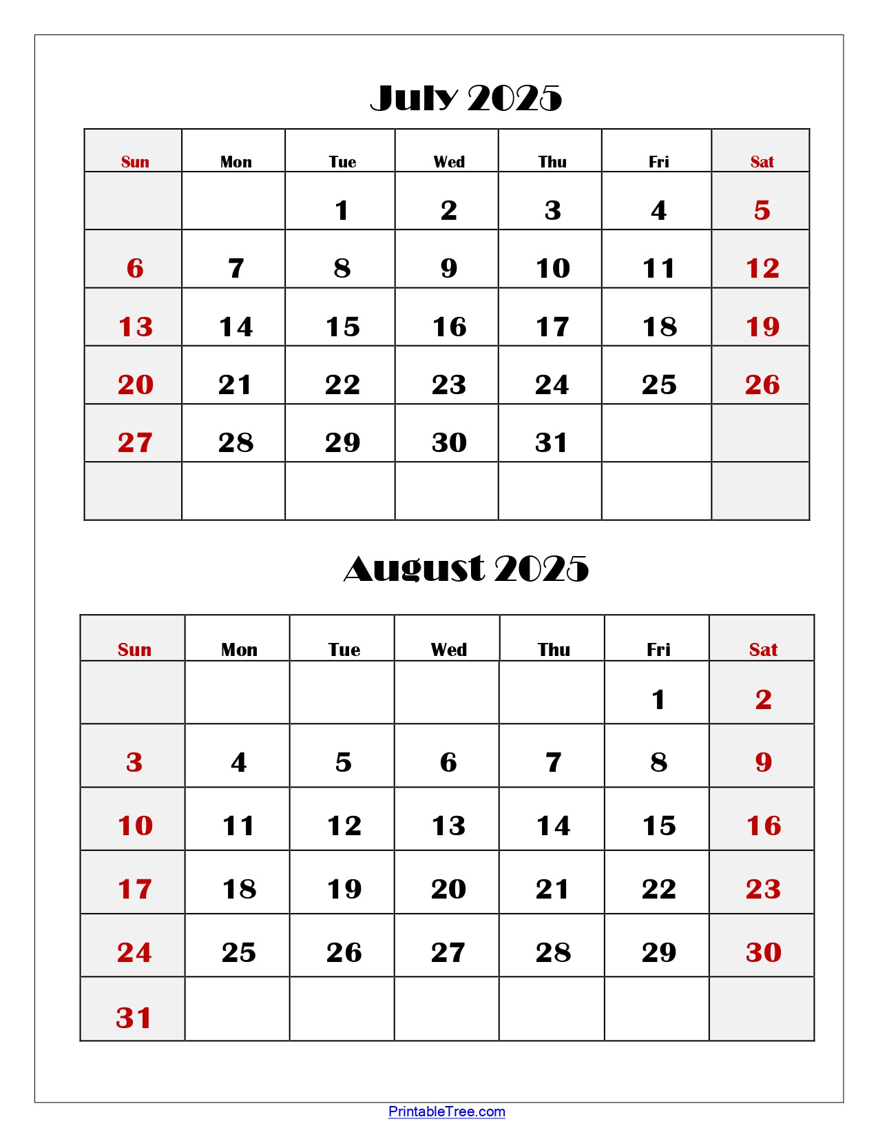 July And August 2025 Calendar Printable Pdf | Two Months Calendar with regard to Calendar Of July And August 2025