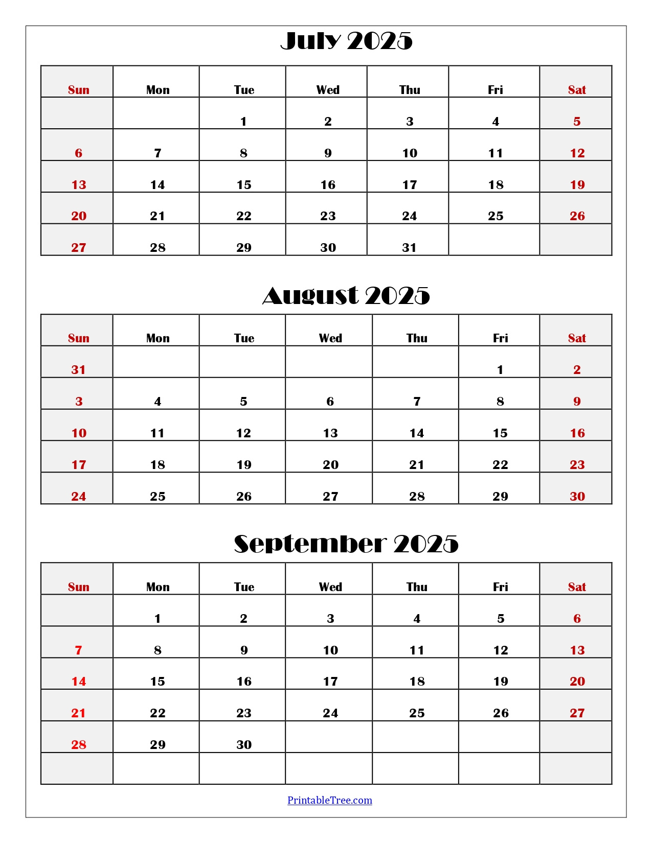 July To September 2025 Calendar Printable Pdf | Three Months Calendar intended for 3 Month Calendar July August September 2025