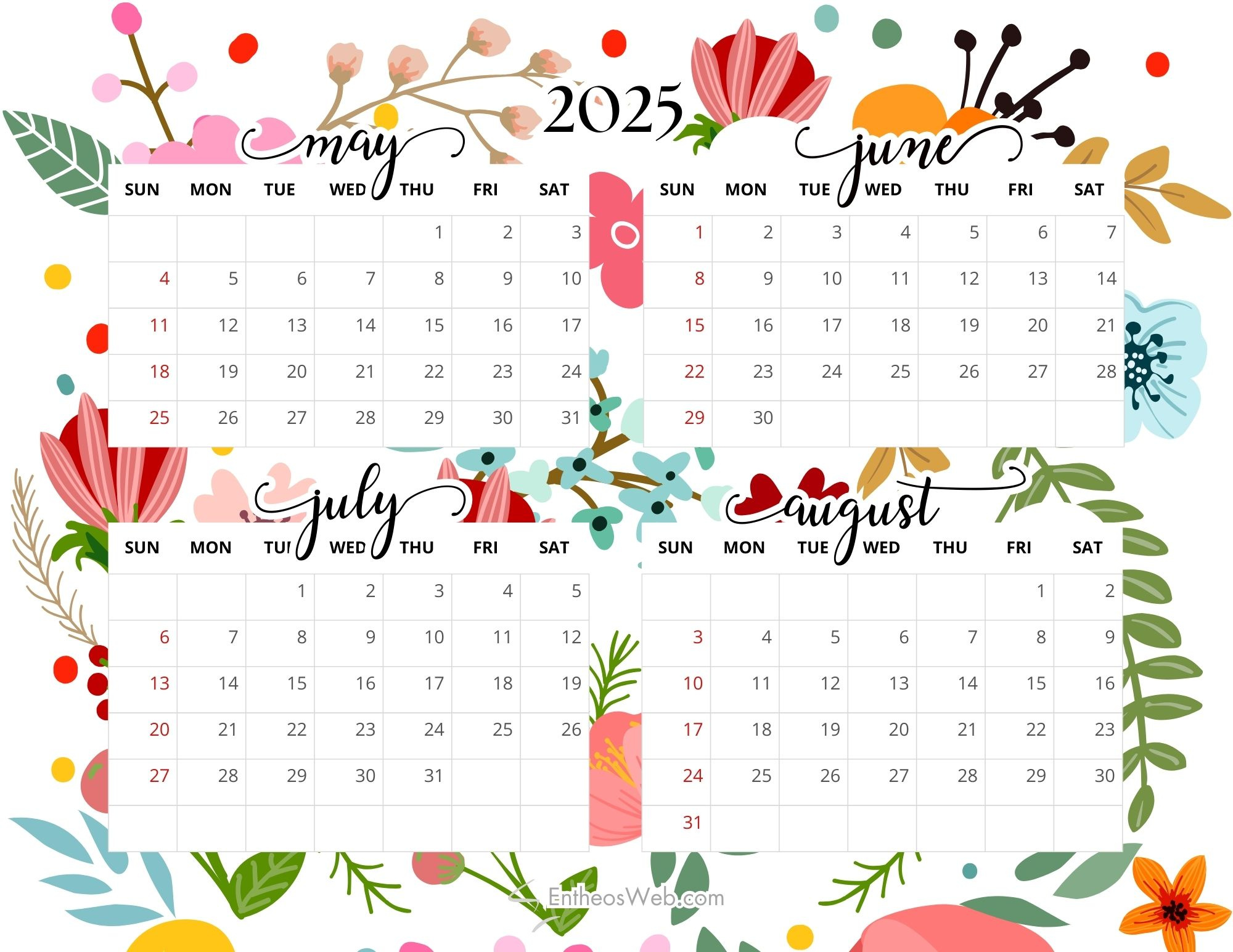 May, June, July, August – 4 Month Calendar | Entheosweb intended for 4 Month Calendar May June July August 2025