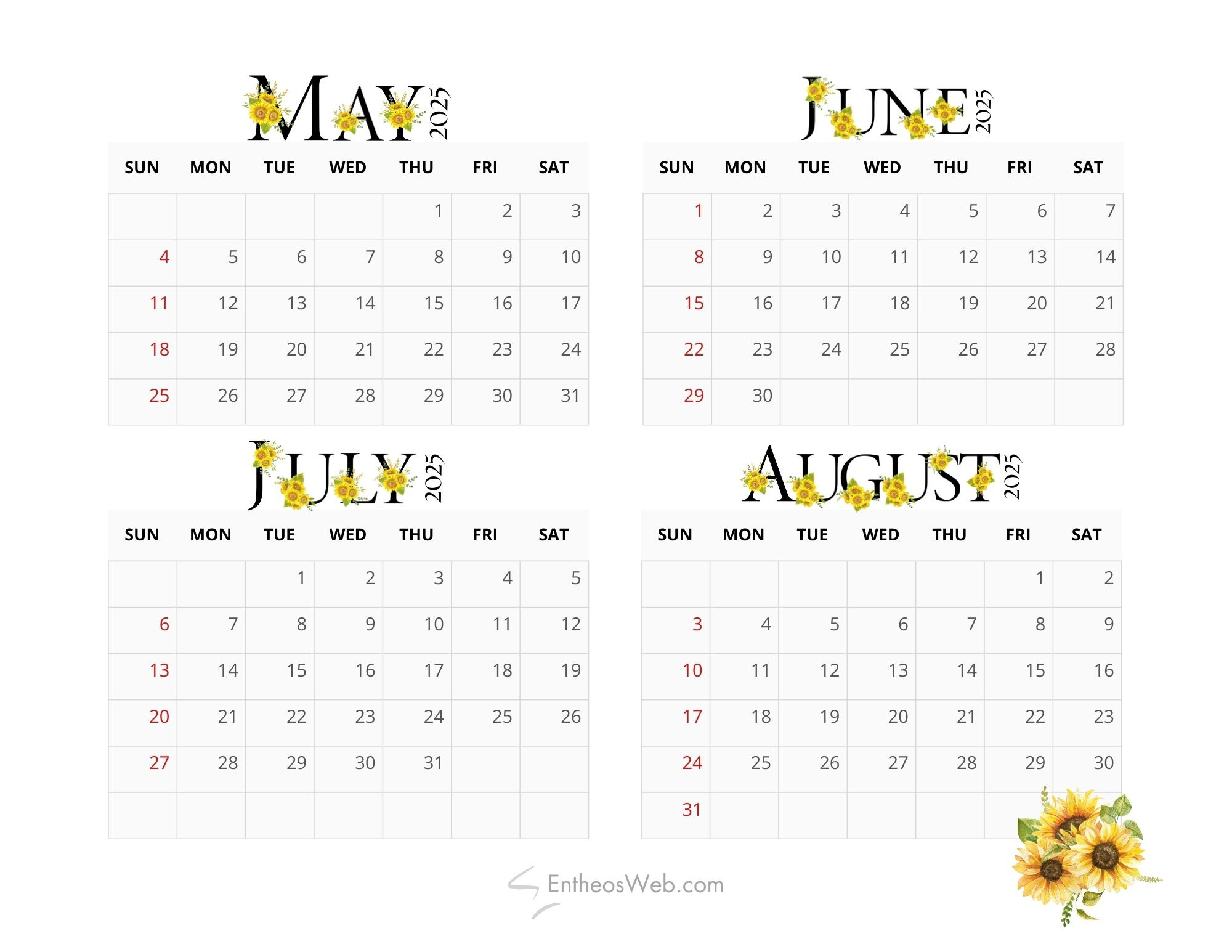 May, June, July, August – 4 Month Calendar | Entheosweb with regard to 4 Month Calendar May June July August 2025