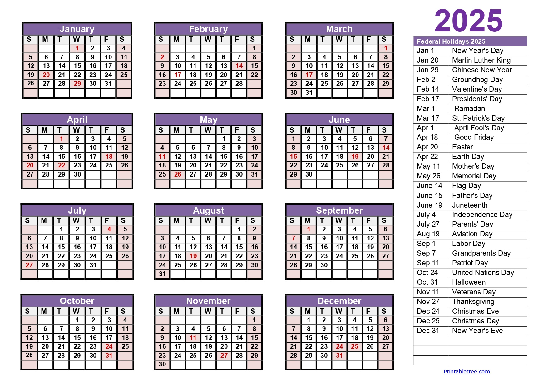 Printable Calendar 2025 One Page With Holidays (Single Page) 2025 with regard to Julian Calendar 2025 Printable Free