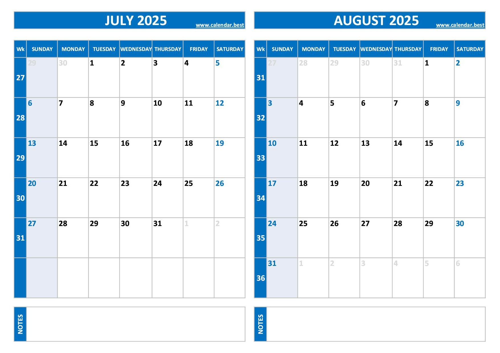 Printable July And August 2025 Calendar - Free Pdf &amp;amp; Jpg Downloads within General Blue July 2025 Calendar