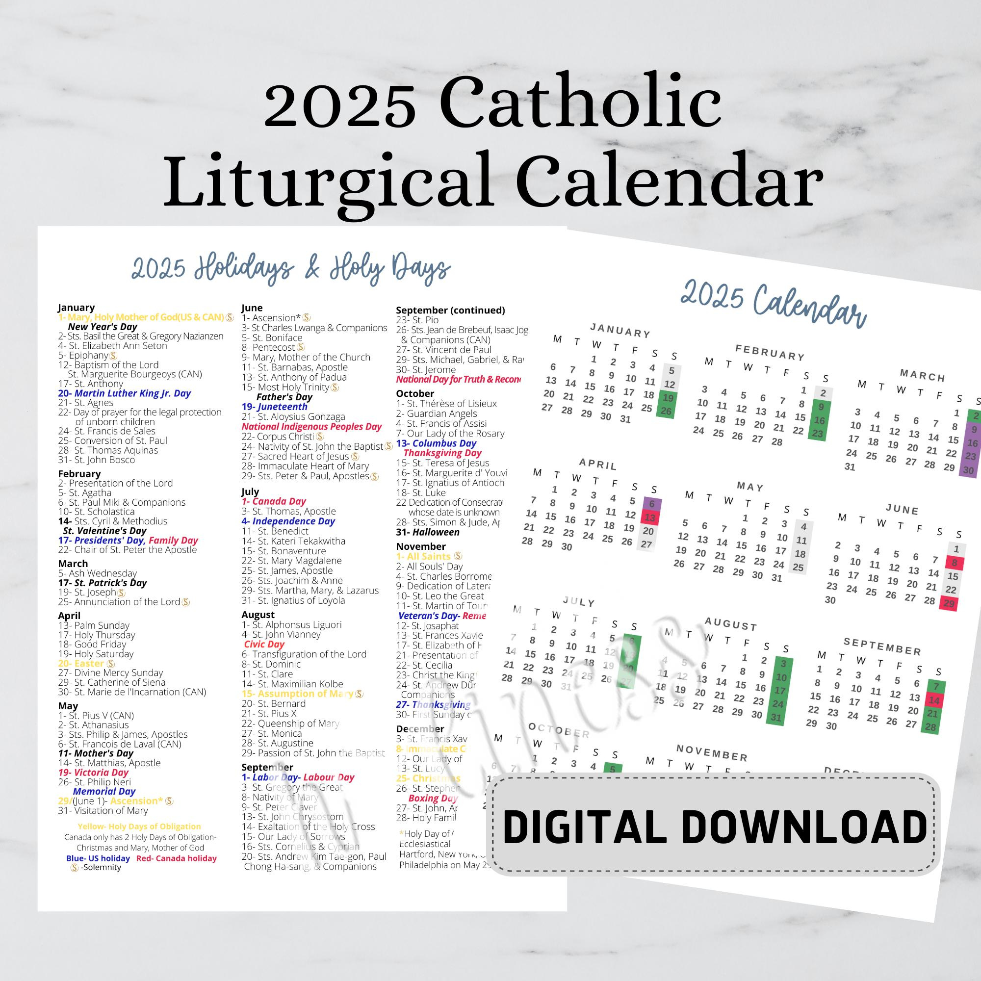 2025 Catholic Calendar- Digital Download - Etsy with regard to 15 August 2025 Catholic Calendar
