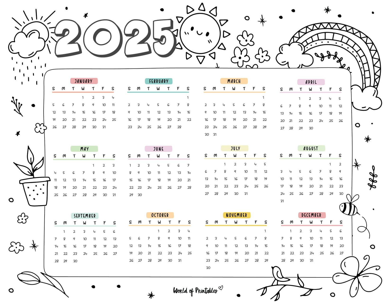 2025 Coloring Calendar - Free Printables - World Of Printables with August 2025 Coloring Calendar
