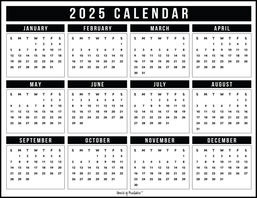 2025 Year Calendars - 70 Best Printables - World Of Printables for World Of Printables August 2025 Calendar
