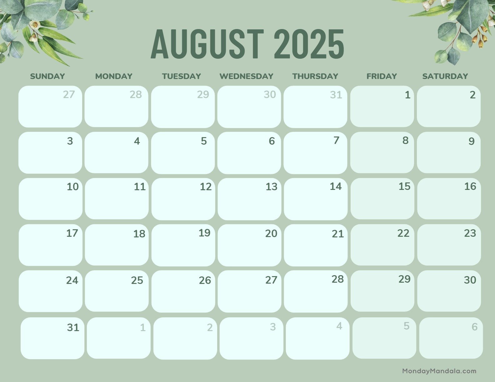 August 2025 Calendar (52 Free Pdf Printables) throughout World Of Printables August 2025 Calendar