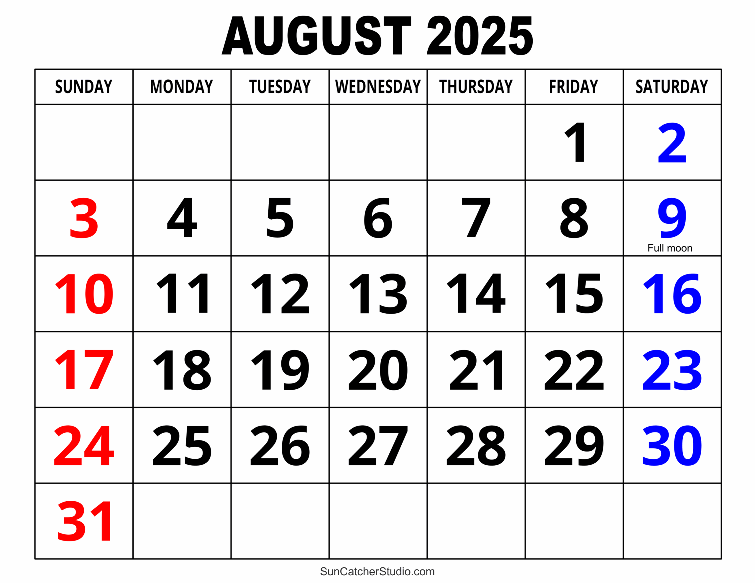 August 2025 Calendar (Free Printable) – Free Printables, Monograms for Calendar Page August 2025