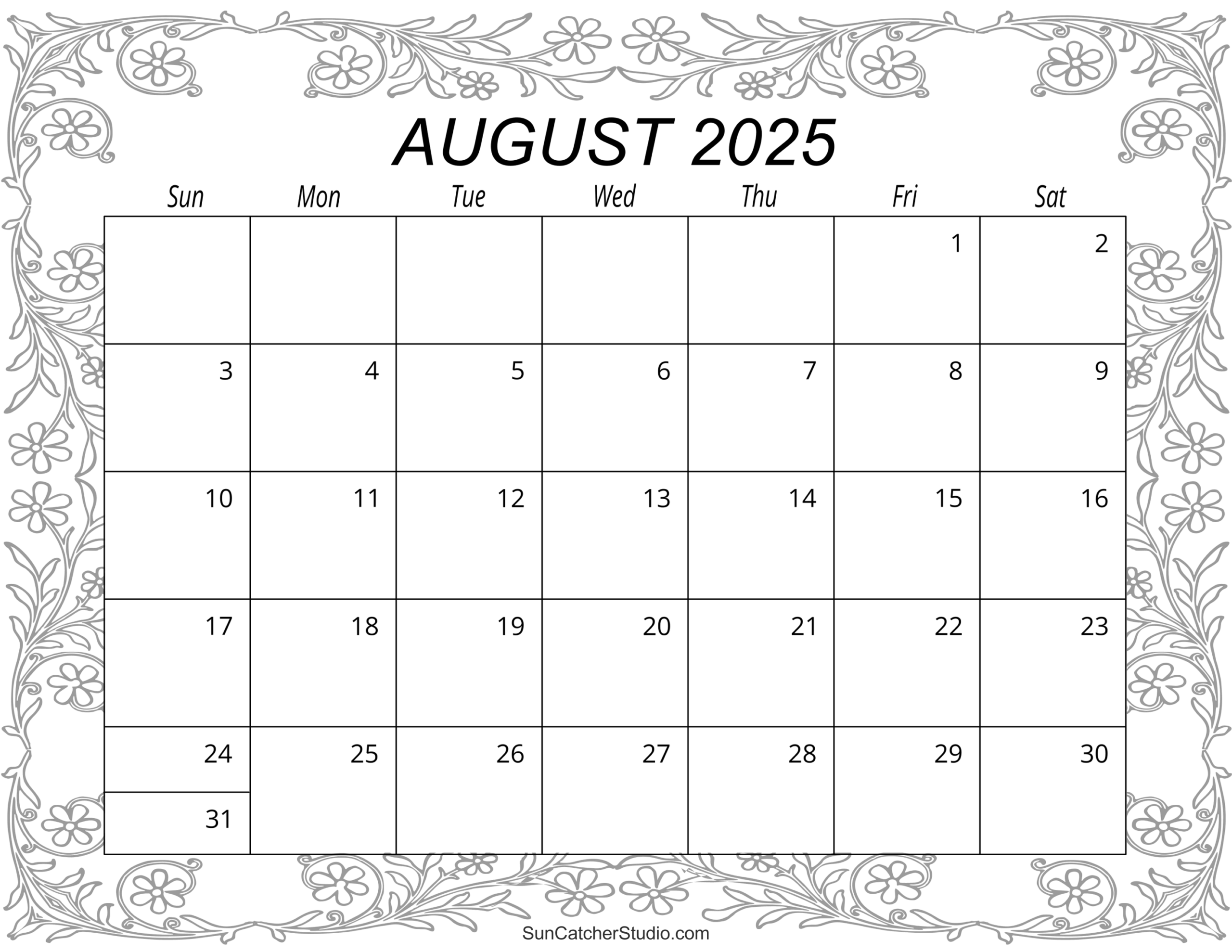 August 2025 Calendar (Free Printable) – Free Printables, Monograms pertaining to August 2025 Coloring Calendar