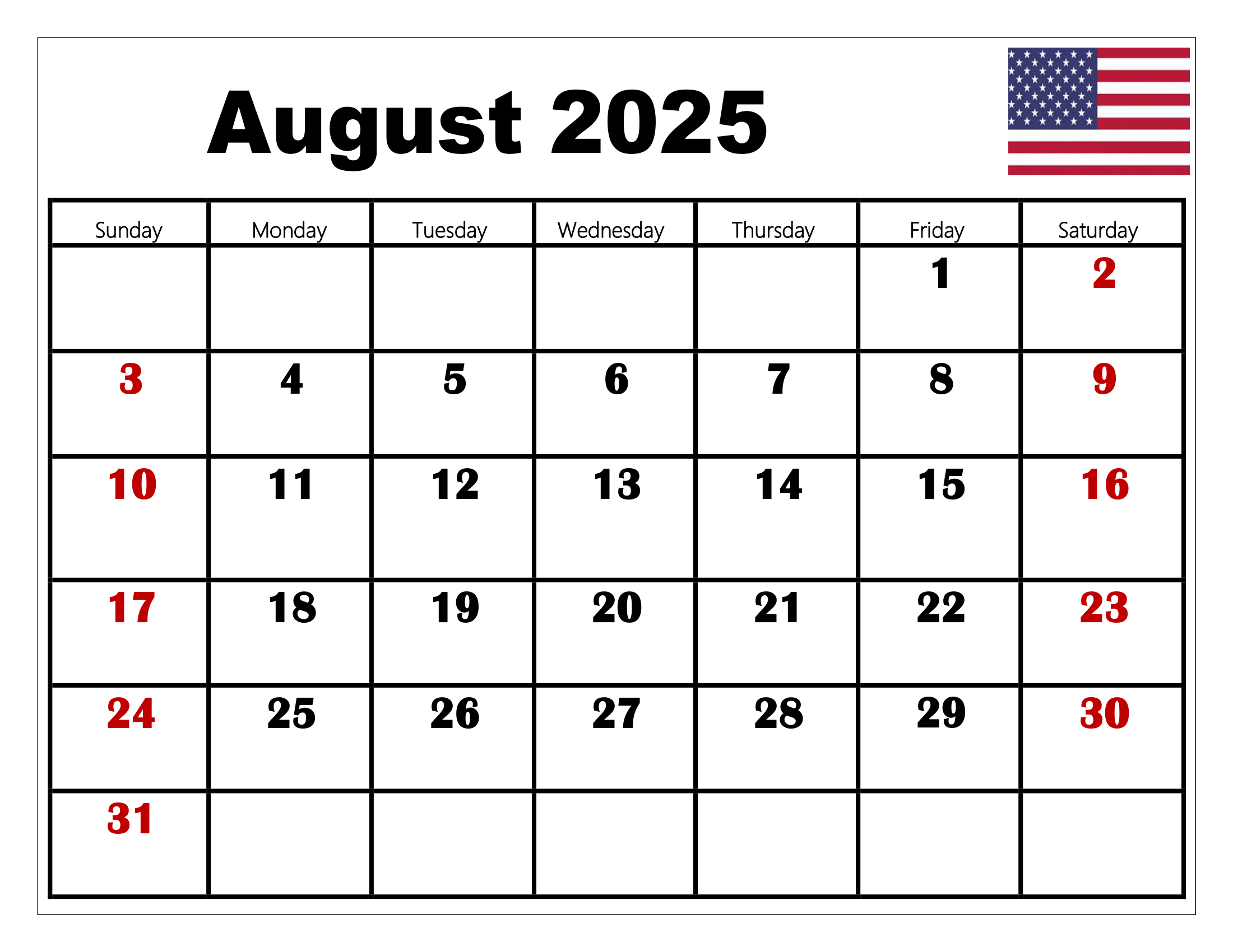 August 2025 Calendar Printable Pdf Template With Holidays throughout August Calendar 2025 With Holidays