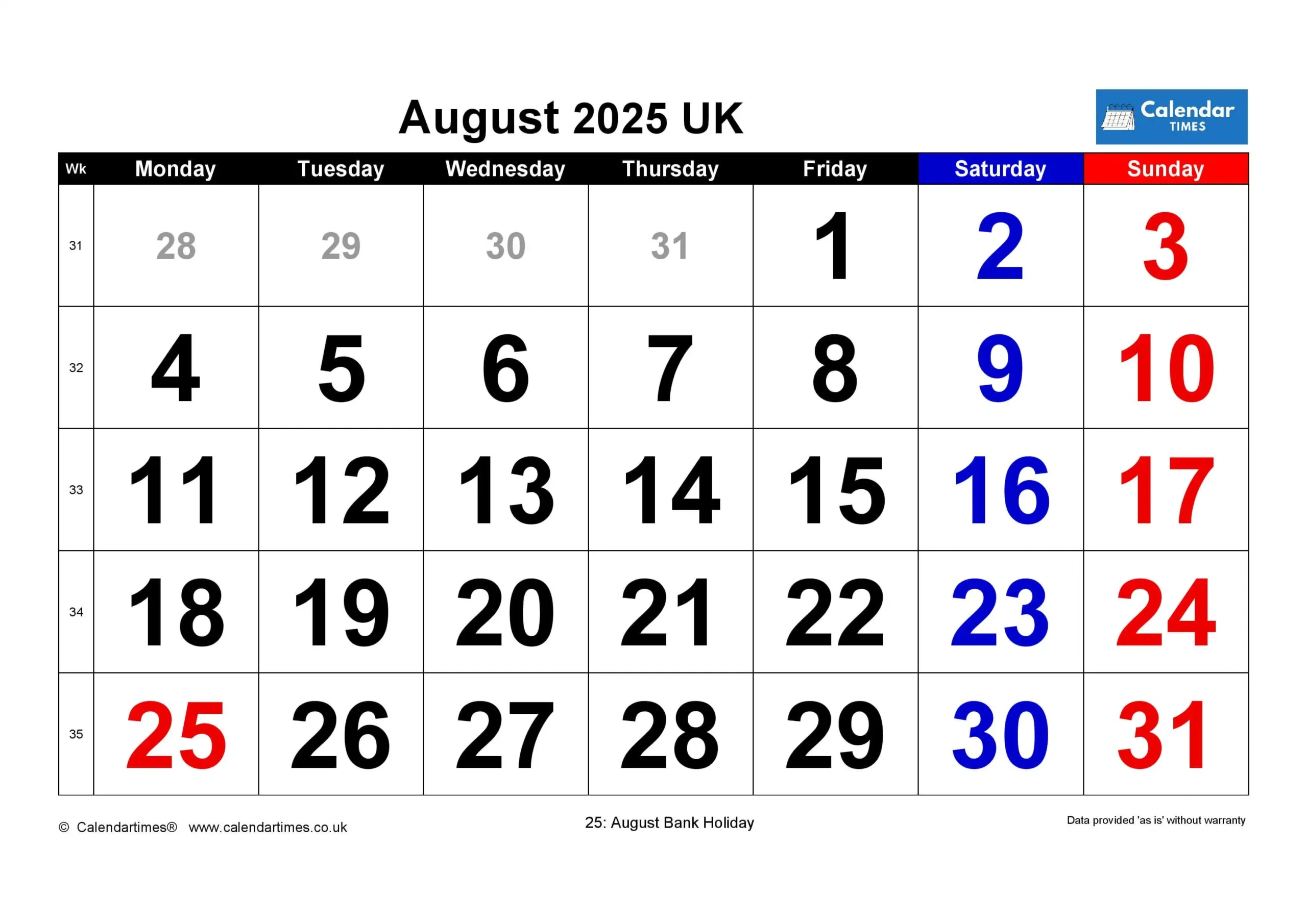 August 2025 Calendar Printable Uk - Free Templates &amp;amp; More pertaining to August 22 Calendar 2025