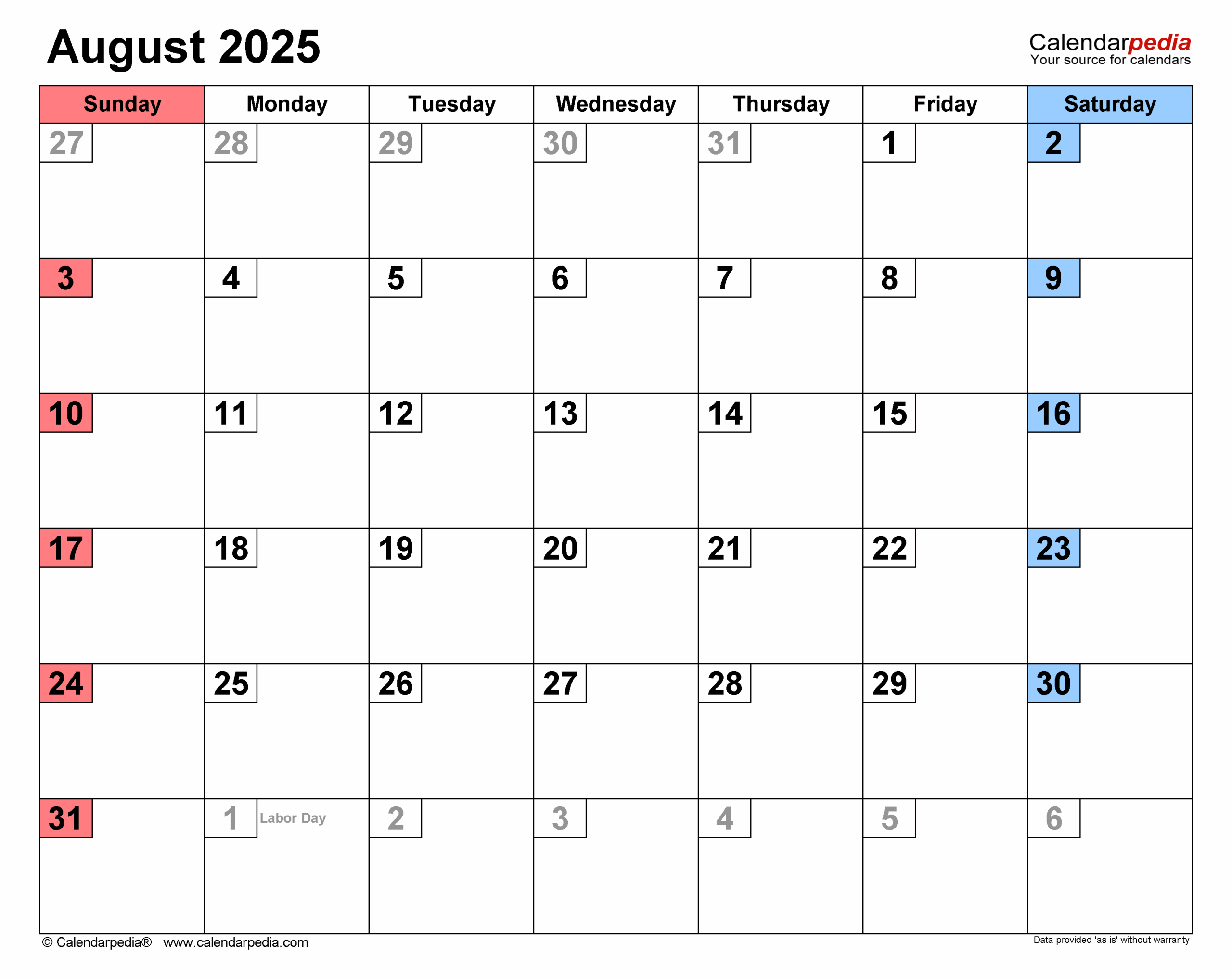 August 2025 Calendar | Templates For Pdf, Excel And Word within August 2025 Calendar Of Events