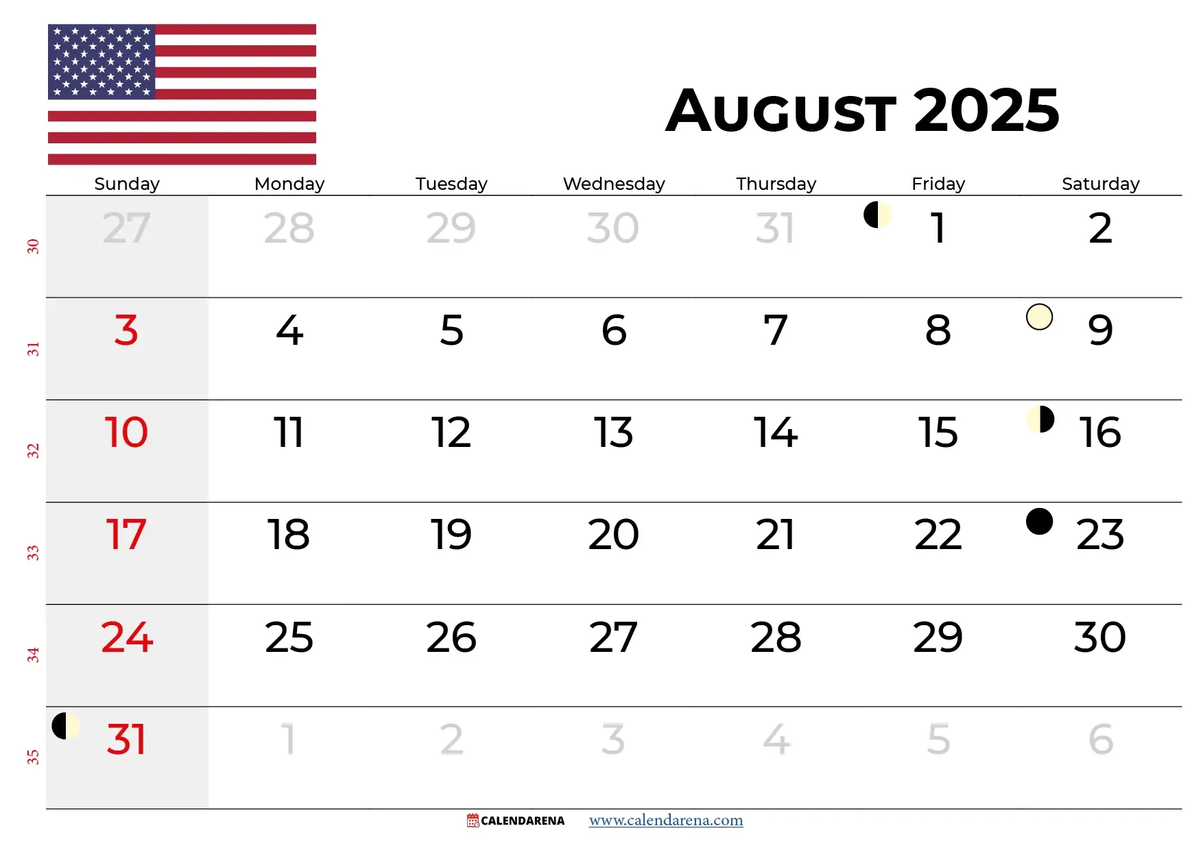 August 2025 Calendar With Holidays in August 2025 Calendar Events