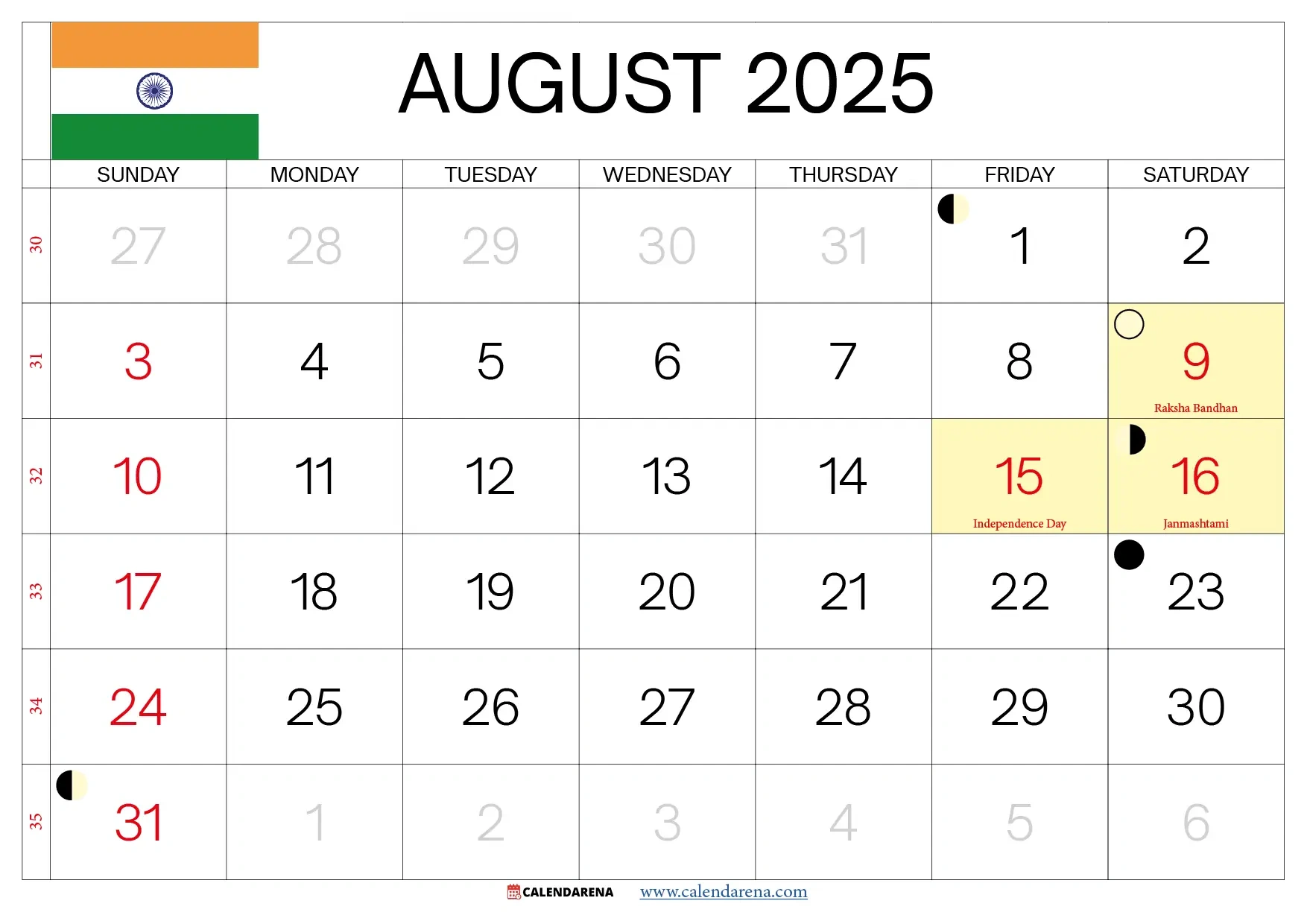 August 2025 Calendar With Holidays India in Tamil Calendar August 2025