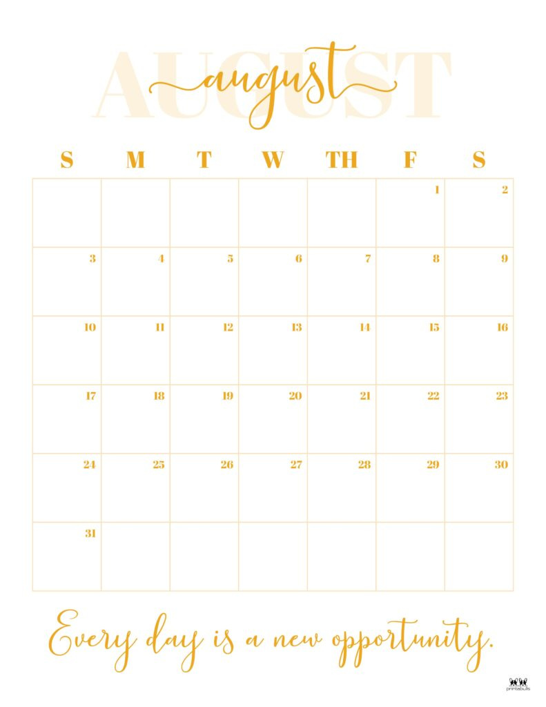 August 2025 Calendars - 107 Free Printables | Printabulls pertaining to Cute August Printable Calendar 2025