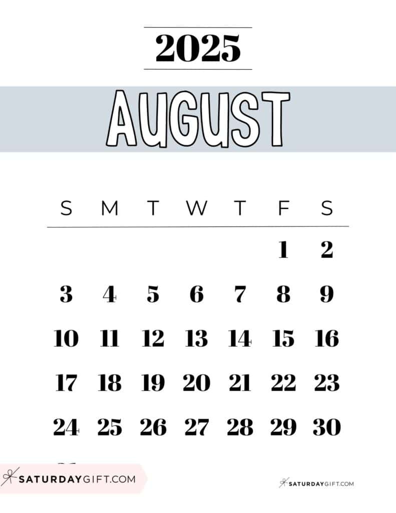 August 2025 Calendars - 23 Cute Free Printable Pdfs | Saturdaygift for Show Me A Calendar For August 2025