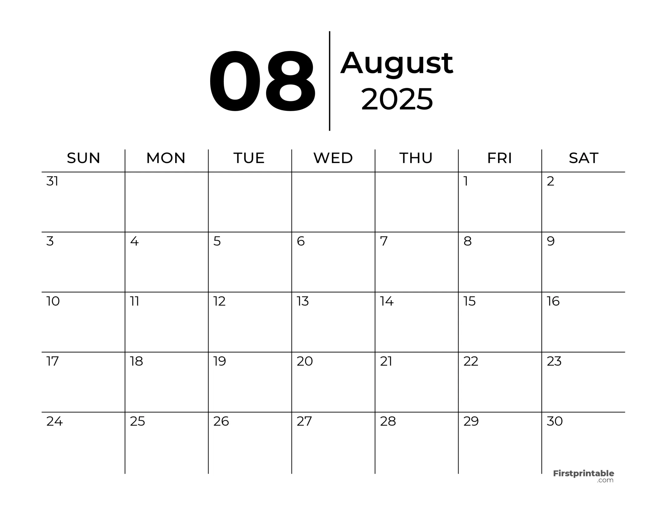 August 2025 Calendars - Free Printable &amp;amp; Fillable inside August 2025 Calendar Editable Word