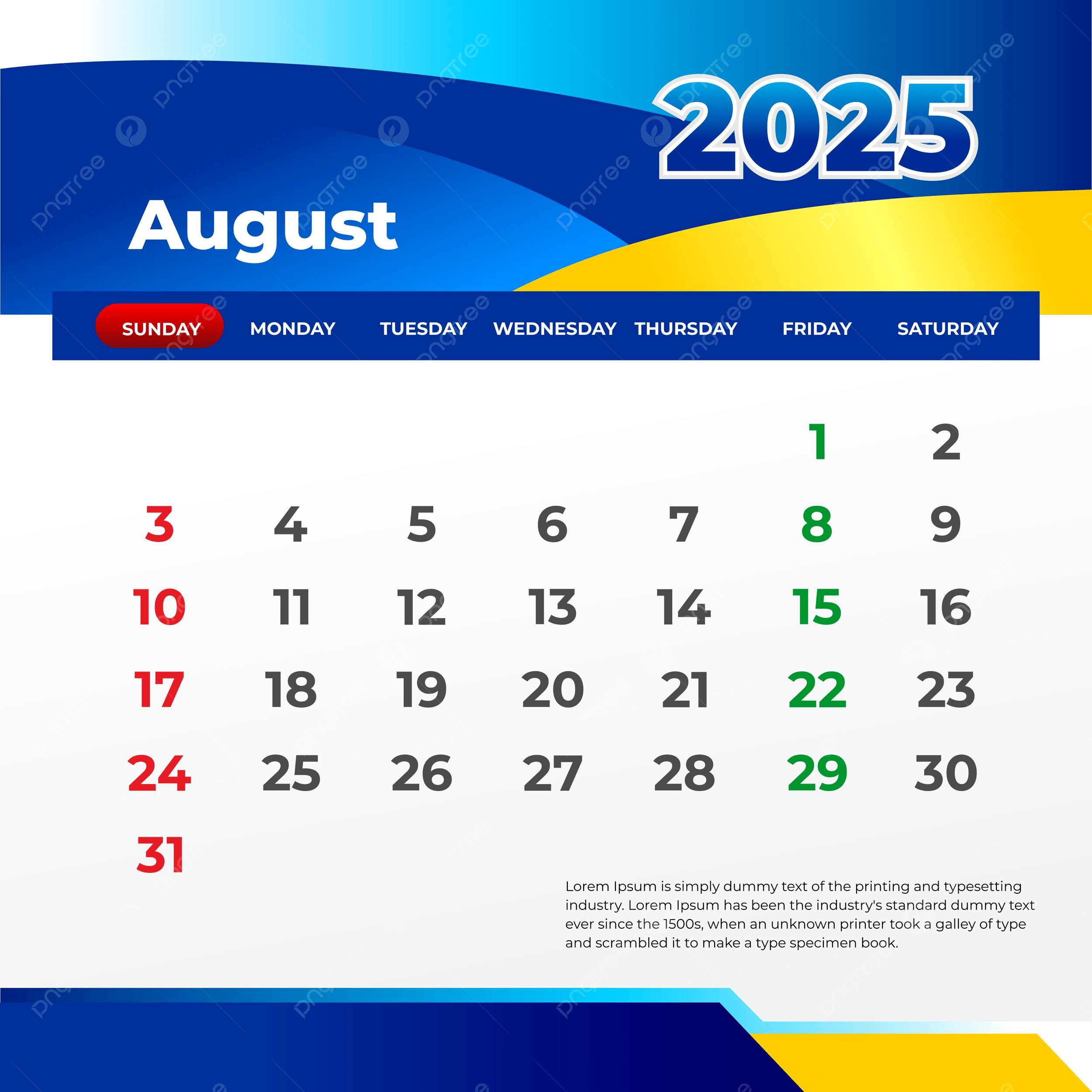 August 2025 Wall Calendar Print And Post On Social Media Vector in August 2025 Social Media Calender