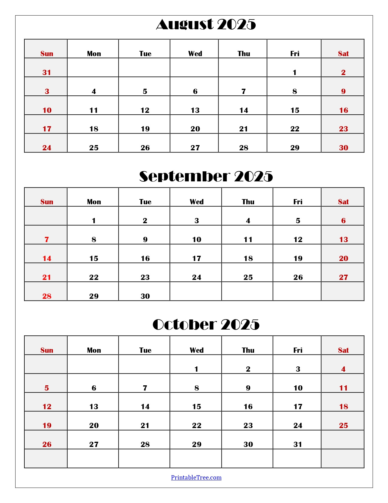 August To October 2025 Calendar Printable Pdf | Three Months Calendar throughout August September October 2025 Calendar Printable