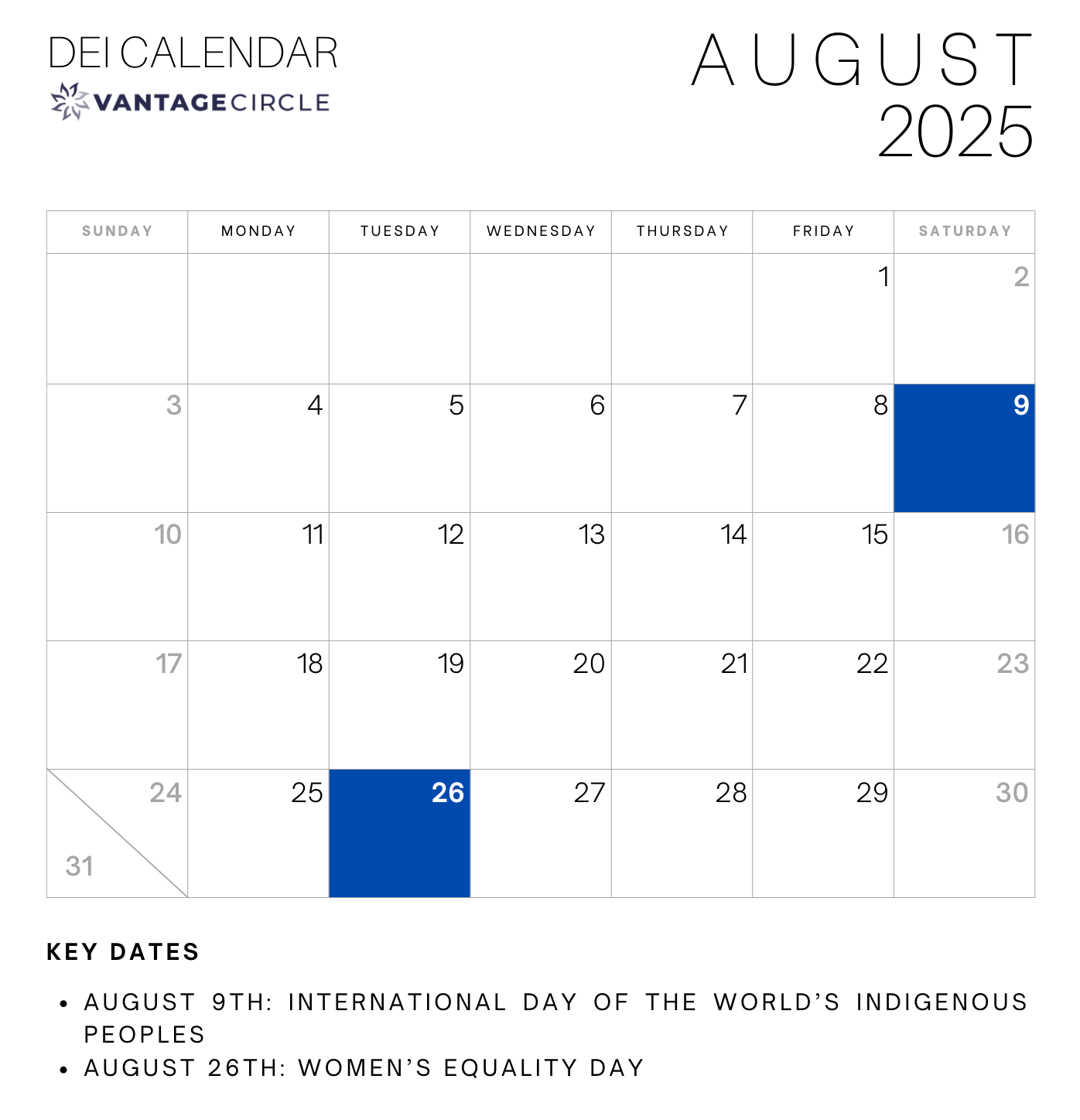 Dei Calendar 2025: Key Dates For Celebrating Diversity And with August Diversity Calendar 2025