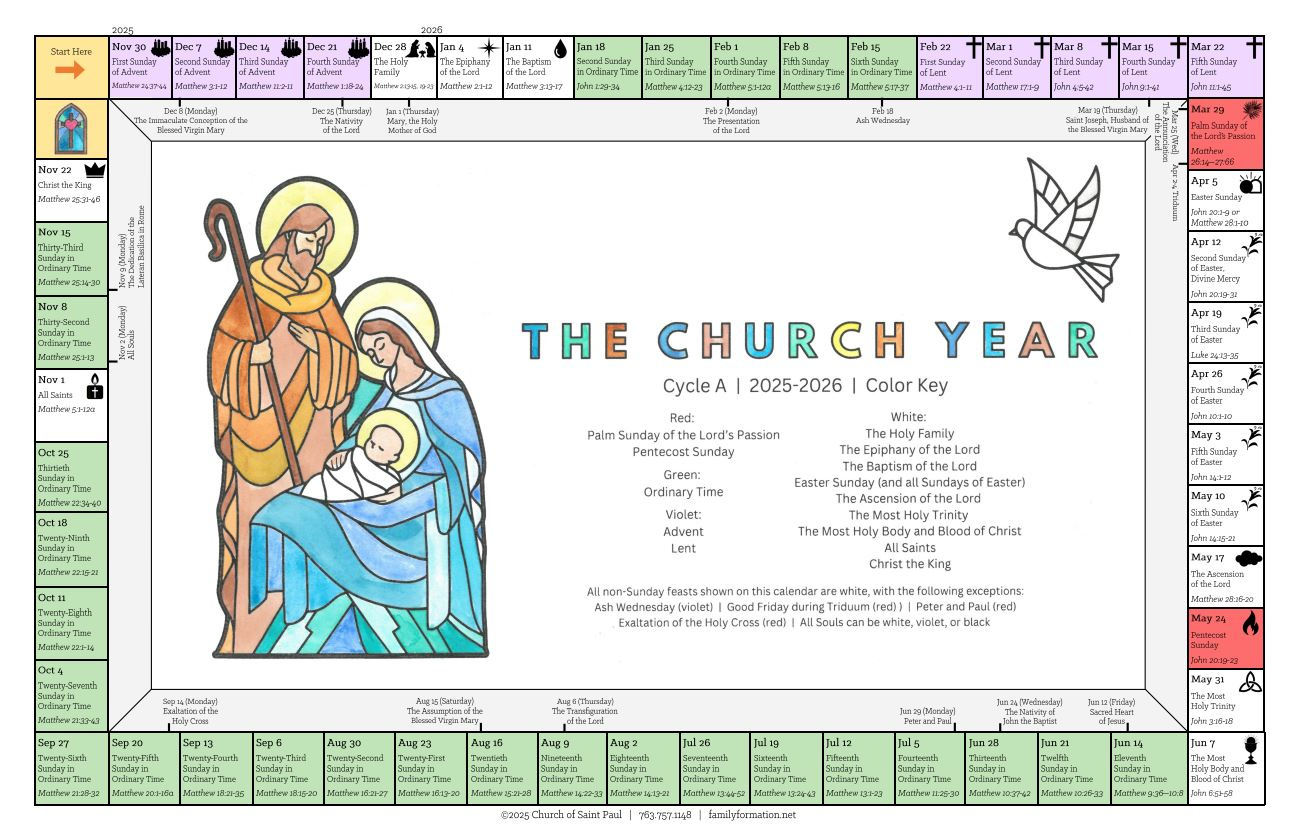 Liturgical Calendars | Family Formation for August Saints Calendar 2025