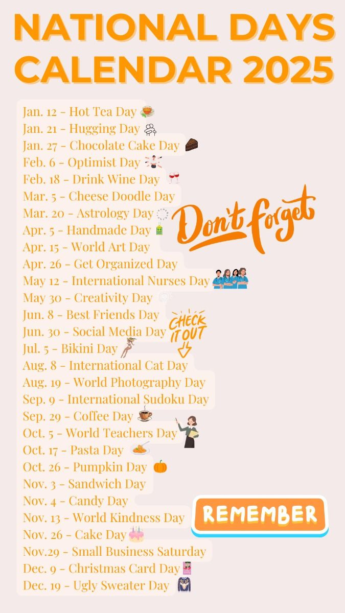 National Days Calendar 2025 | Fun Holidays 2025 | Social Media pertaining to August 2025 National Days Calendar