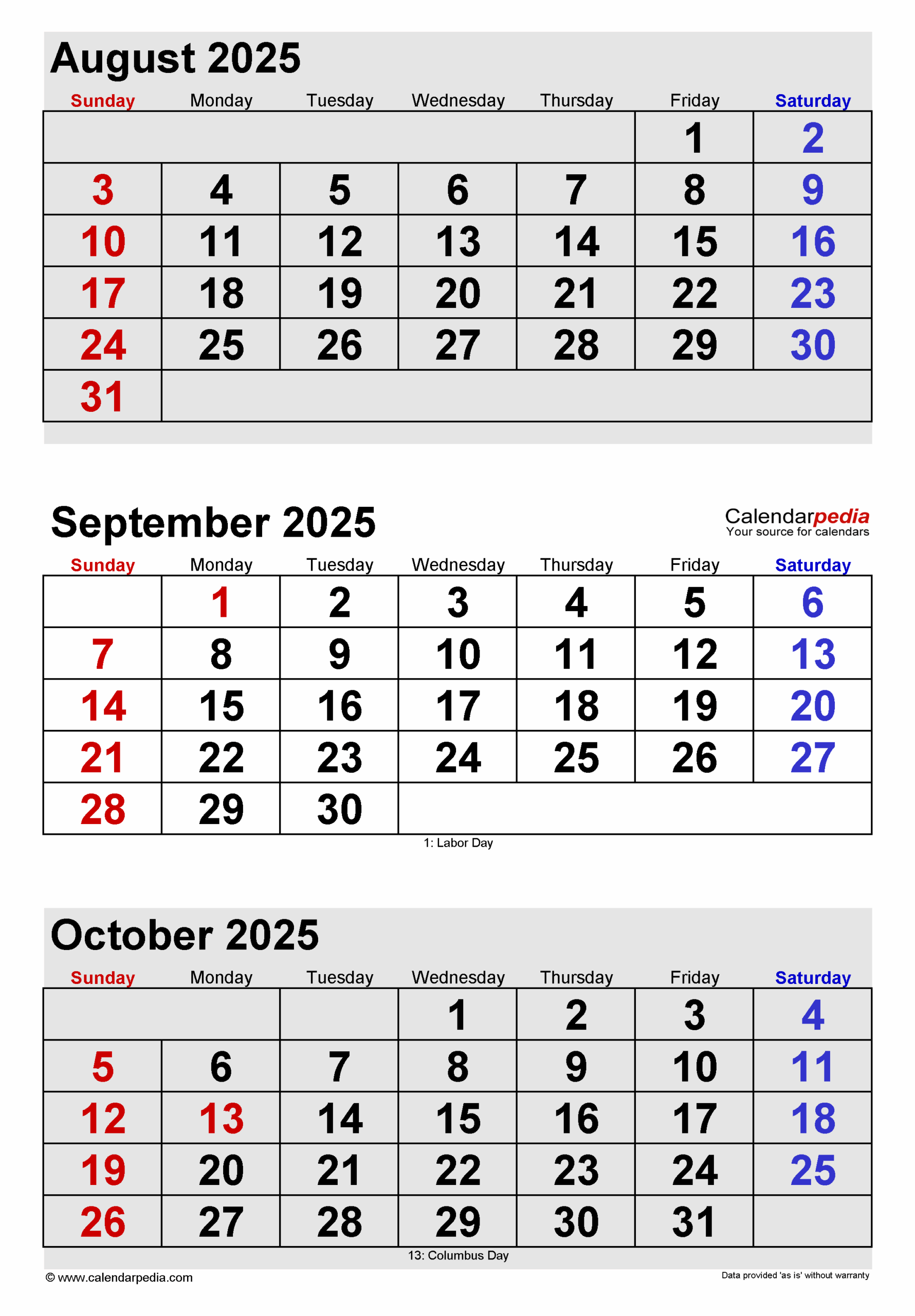 September 2025 Calendar | Templates For Pdf, Excel And Word within August September And October 2025 Calendar