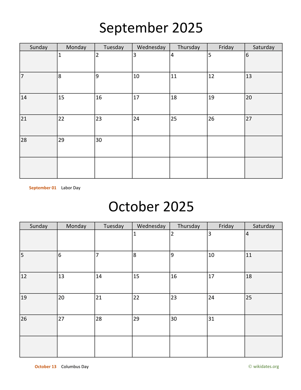 September And October 2025 Calendar | Wikidates inside August September October Calendar 2025