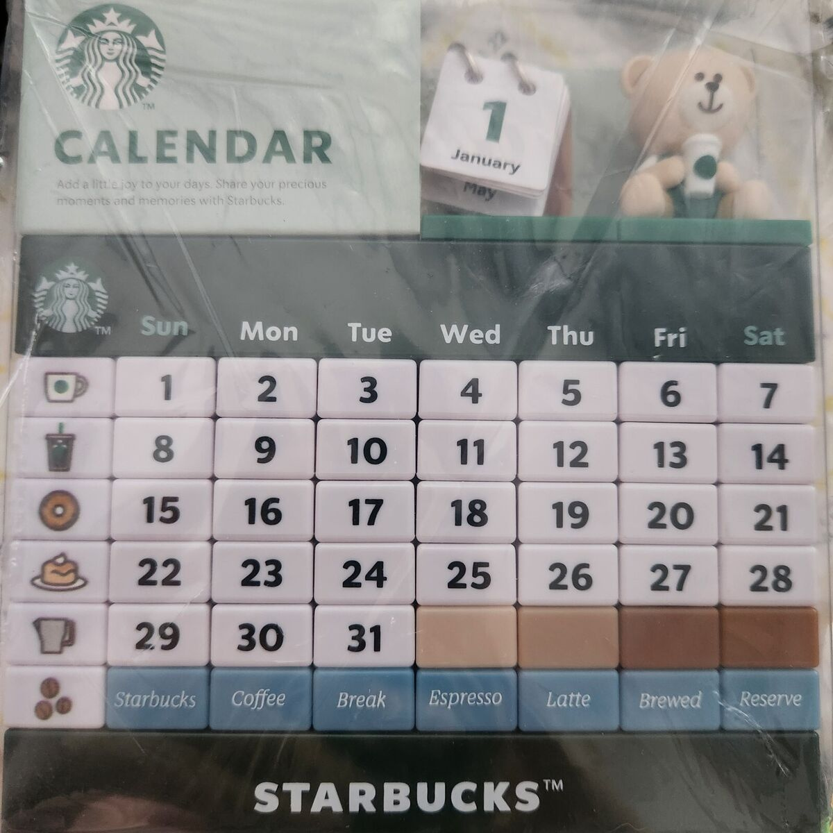 Starbucks Korea 2024 Bearista Calendar Block 25Th Anniversary Gift with Starbucks August 2025 Calendar