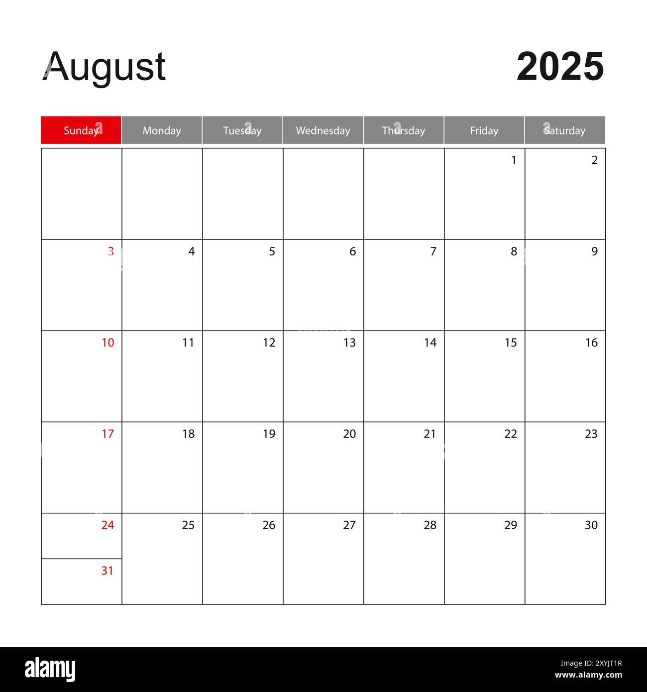 Wall Calendar Template For August 2025. Holiday And Event Planner for August Calendar 2025 Event/Holidays
