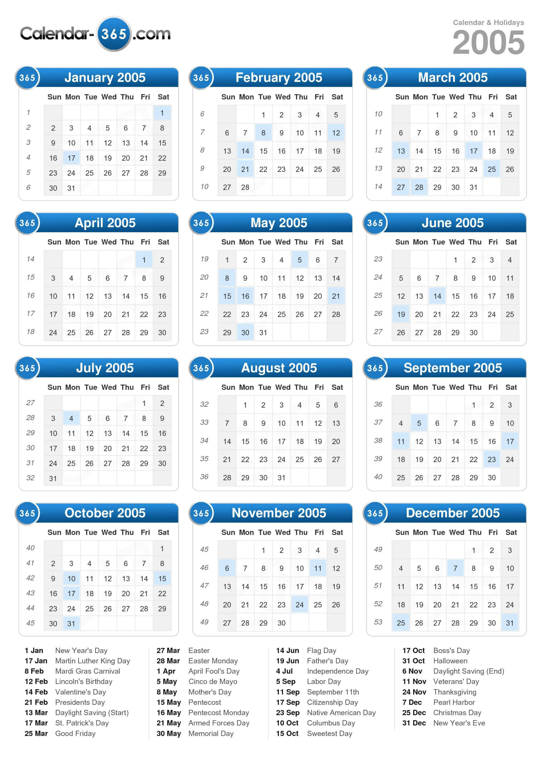 2005 Calendar intended for Calendar Of 2005 October